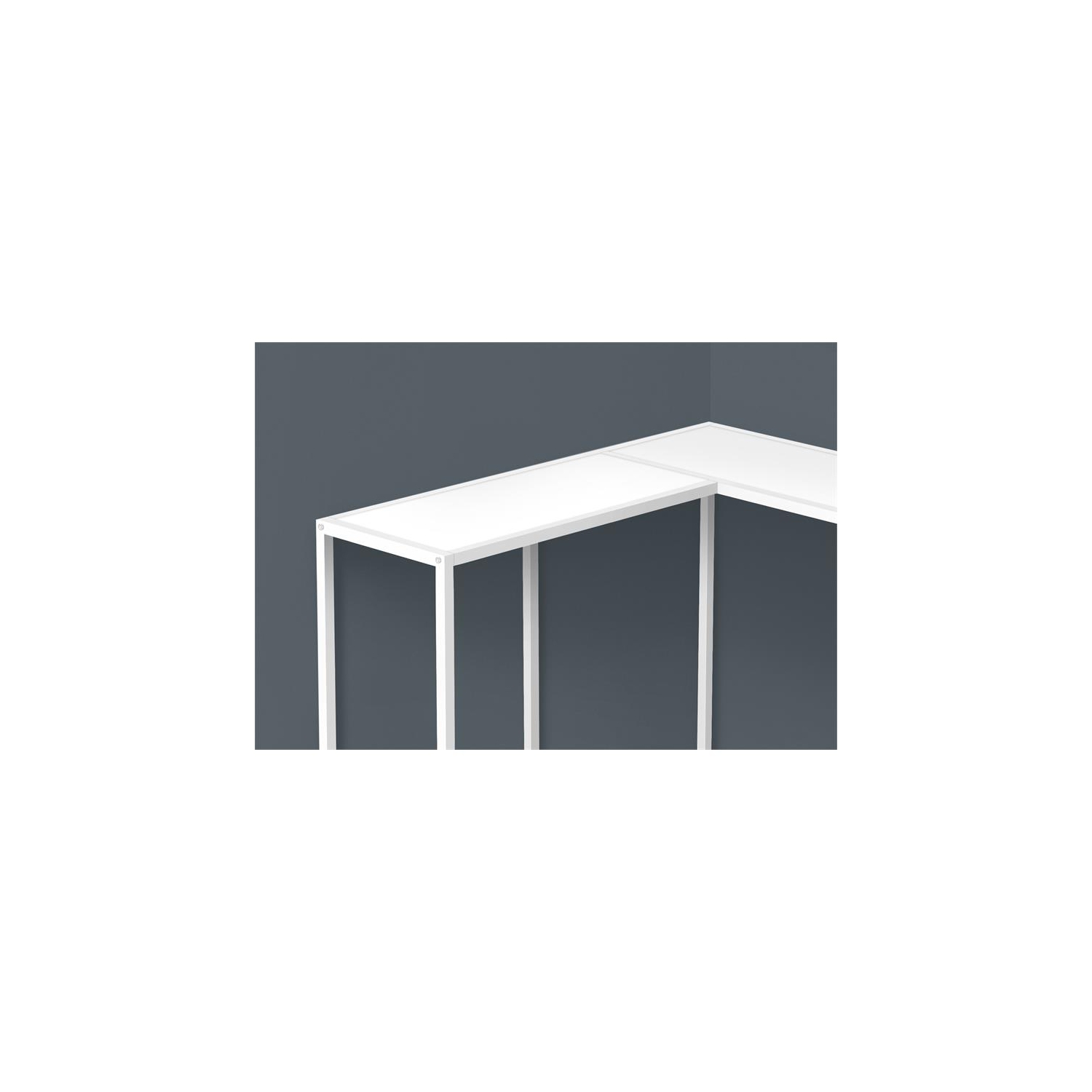 Meuble d’appoint console d’entrée en coin étroite; métal blanc pour chambre à coucher