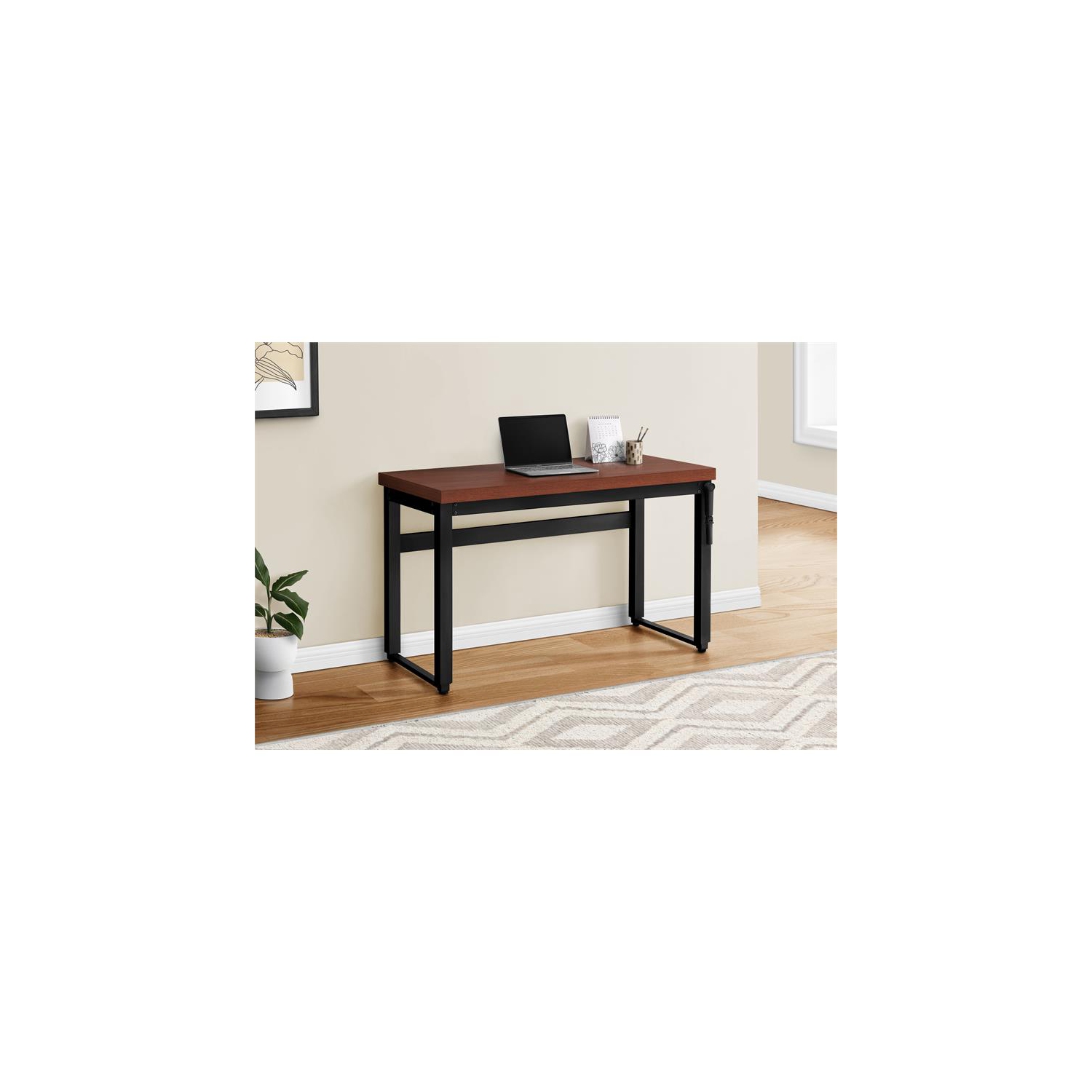 Computer Desk Standing Adjustable 48"L Work Laptop Metal Brown