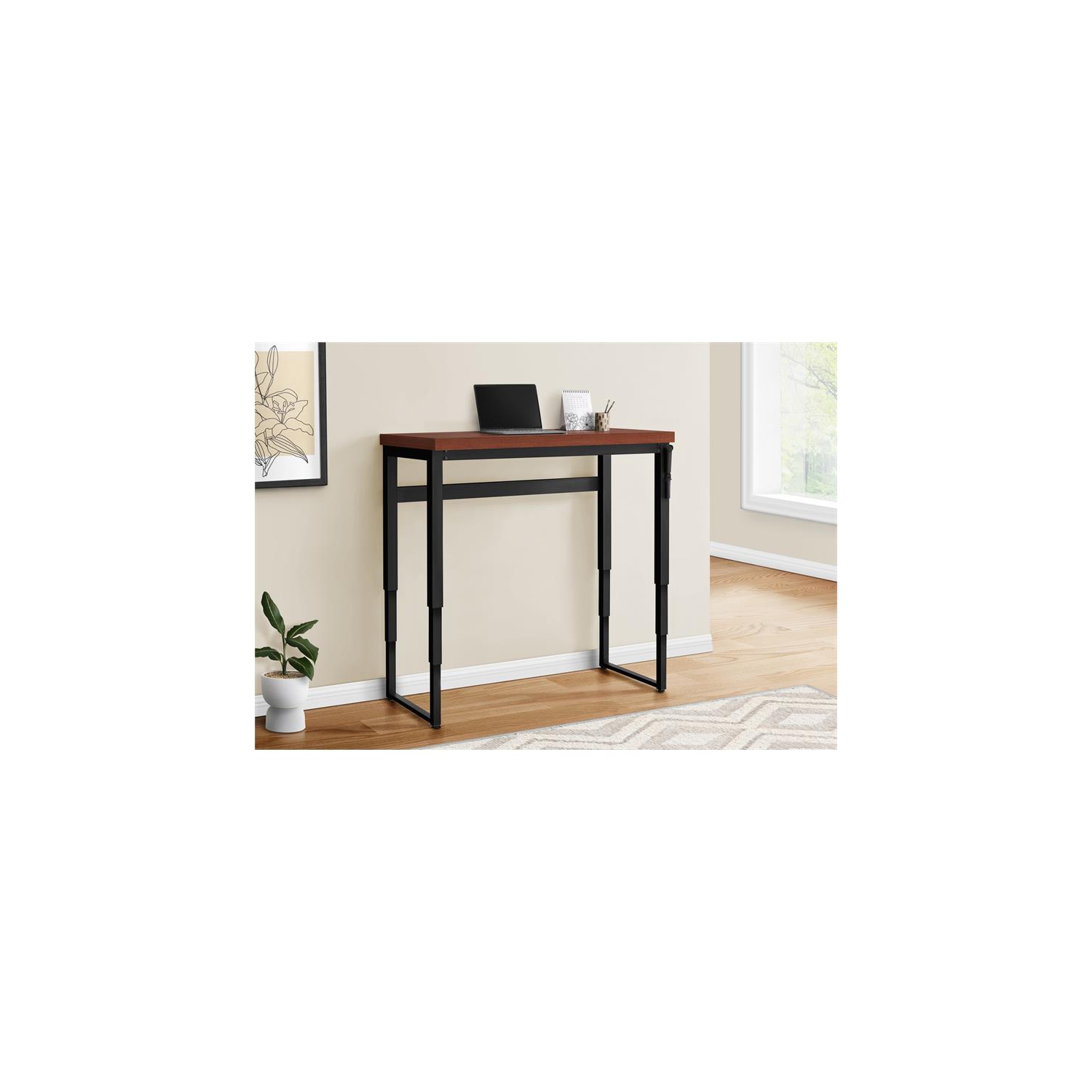 Computer Desk Standing Adjustable 48"L Work Laptop Metal Brown