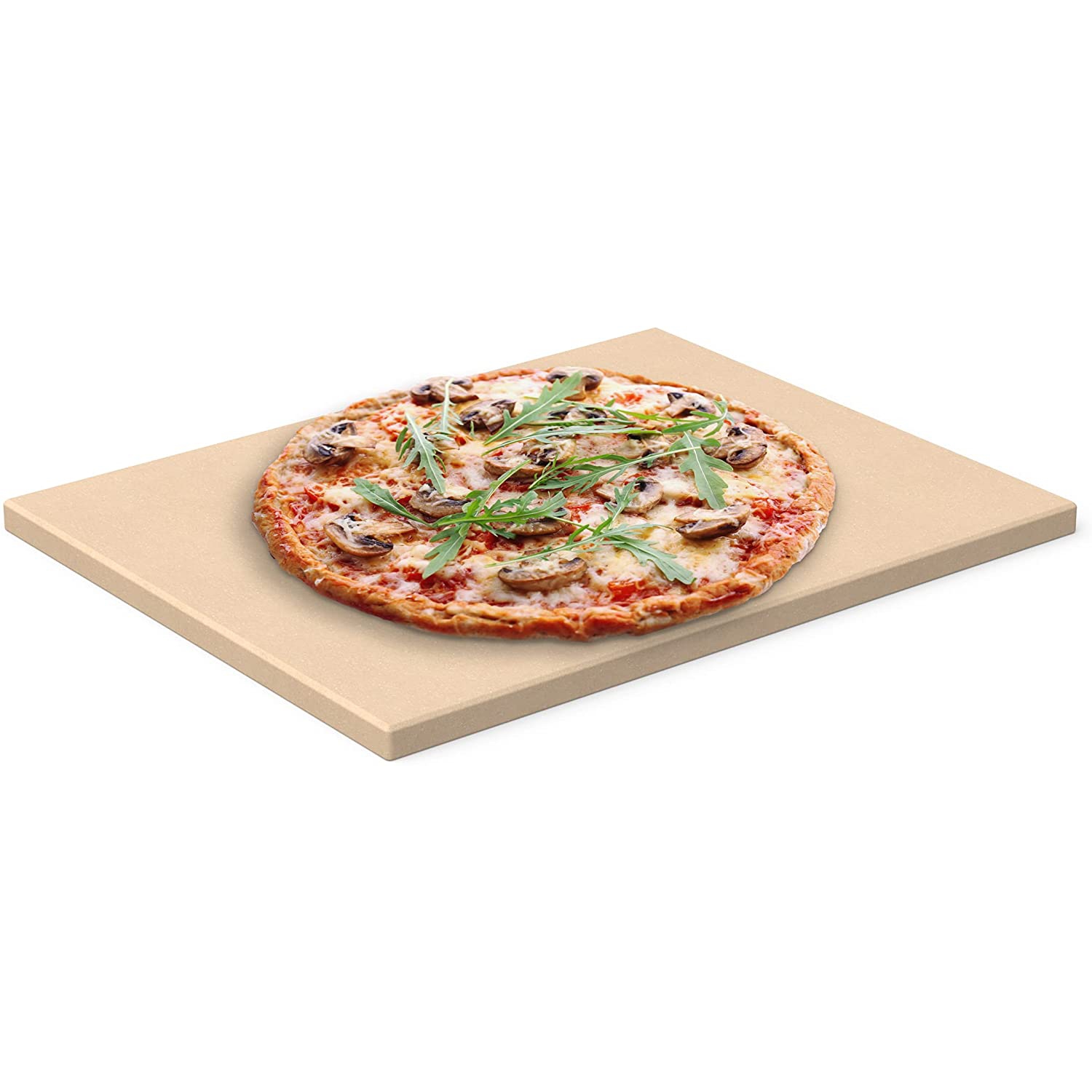 Chef Pomodoro Pizza Stone, 15" x 12", Rectangular Natural Stone for Baking Ovens and Grills, Pizza Bread Baking