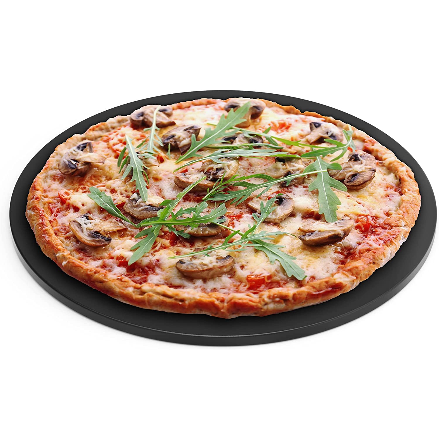 Chef Pomodoro 15" Round Pizza Stone, Glazed Natural Stone for Baking Ovens and Grills, Pizza Bread Baking