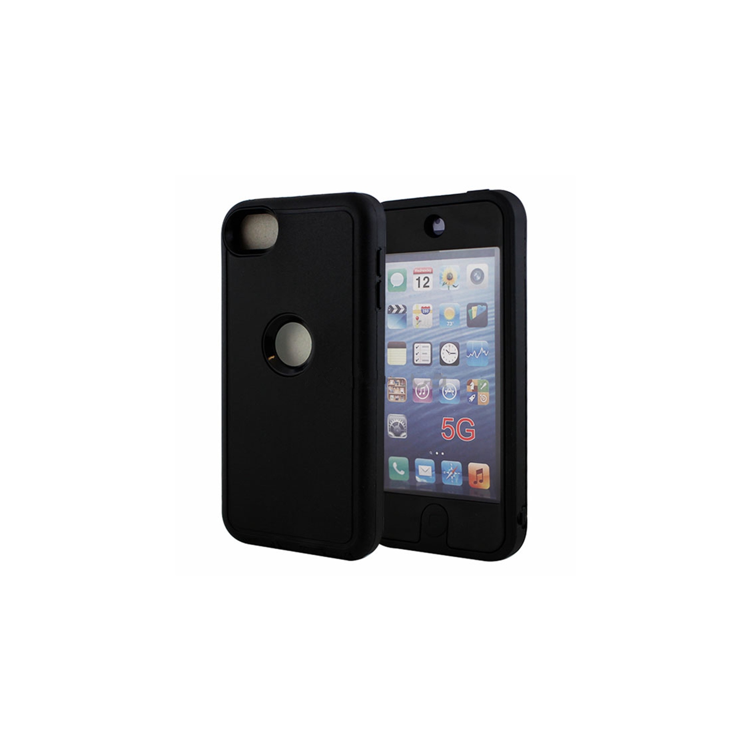 【CSmart】 Étui Coque rigide anti-chute triple 3 couches antichoc robuste Defender pour iPod Touch 5/6/7, noir