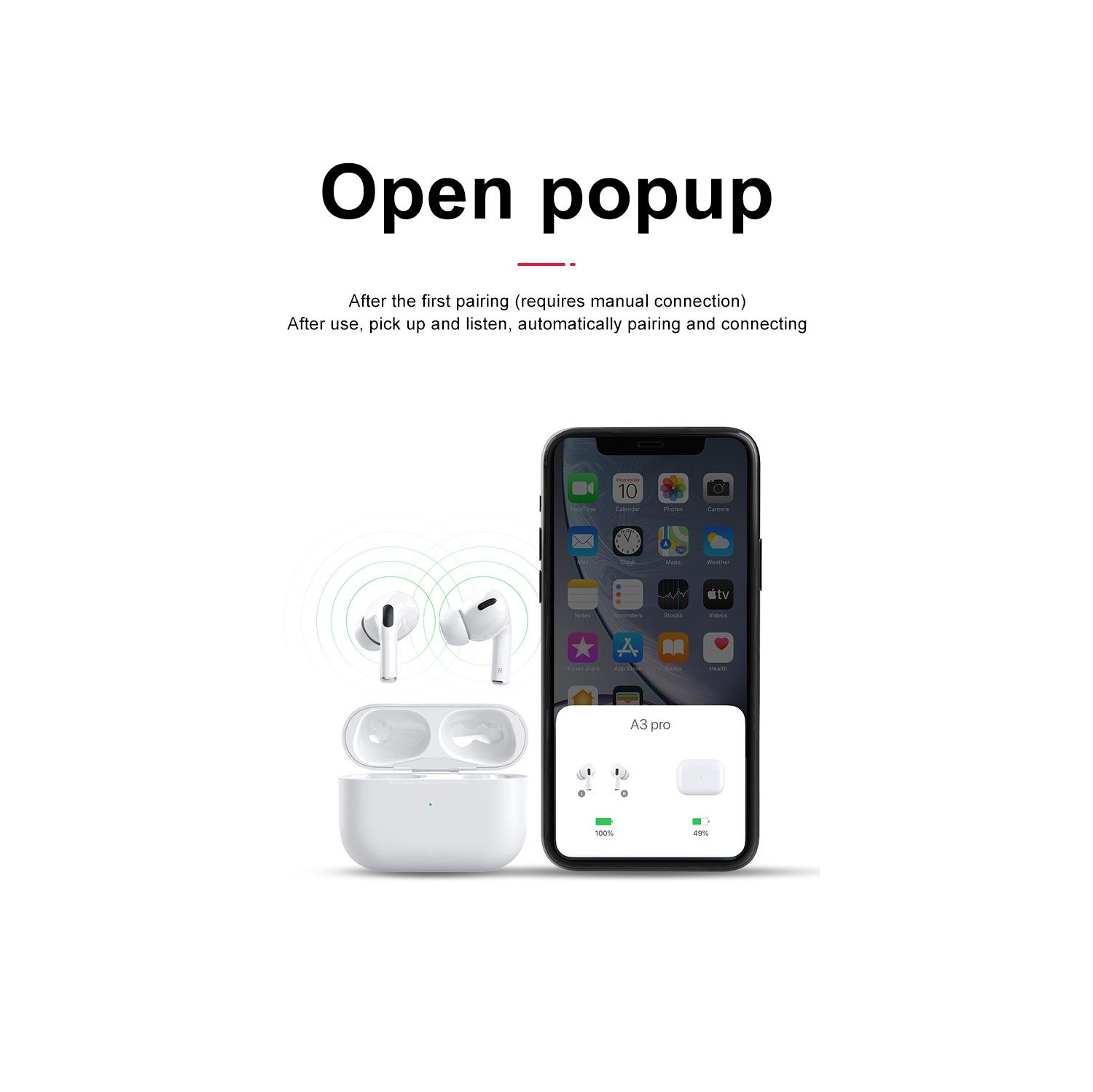 Wireless Bluetooth 5.0 Headphone Bluetooth Earphone Earbuds Headset with Charging Box for IPhone Android White