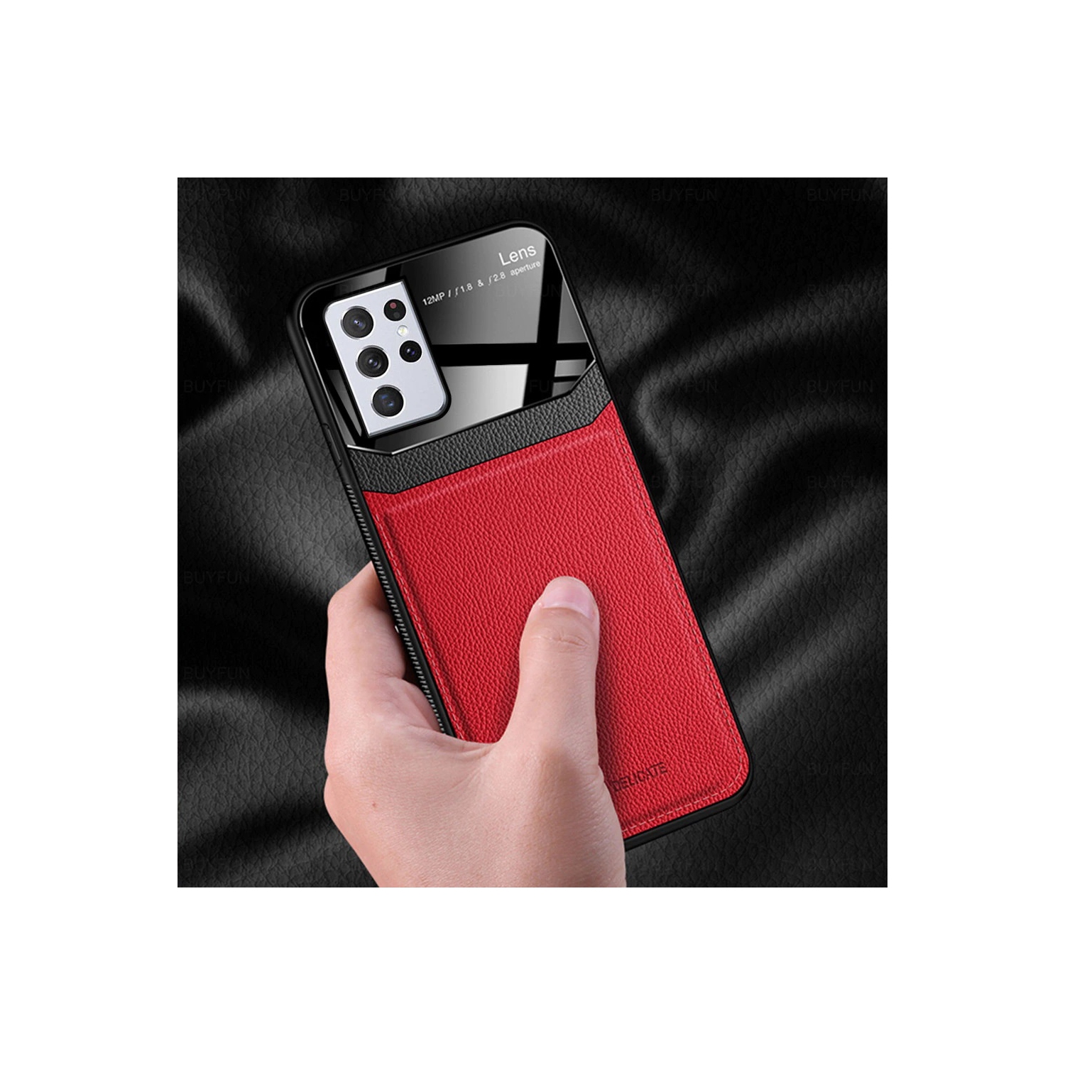 Leather case back cover Protective Cover Phone Case Glass Back Shell For Samsung Galaxy S21 Plus