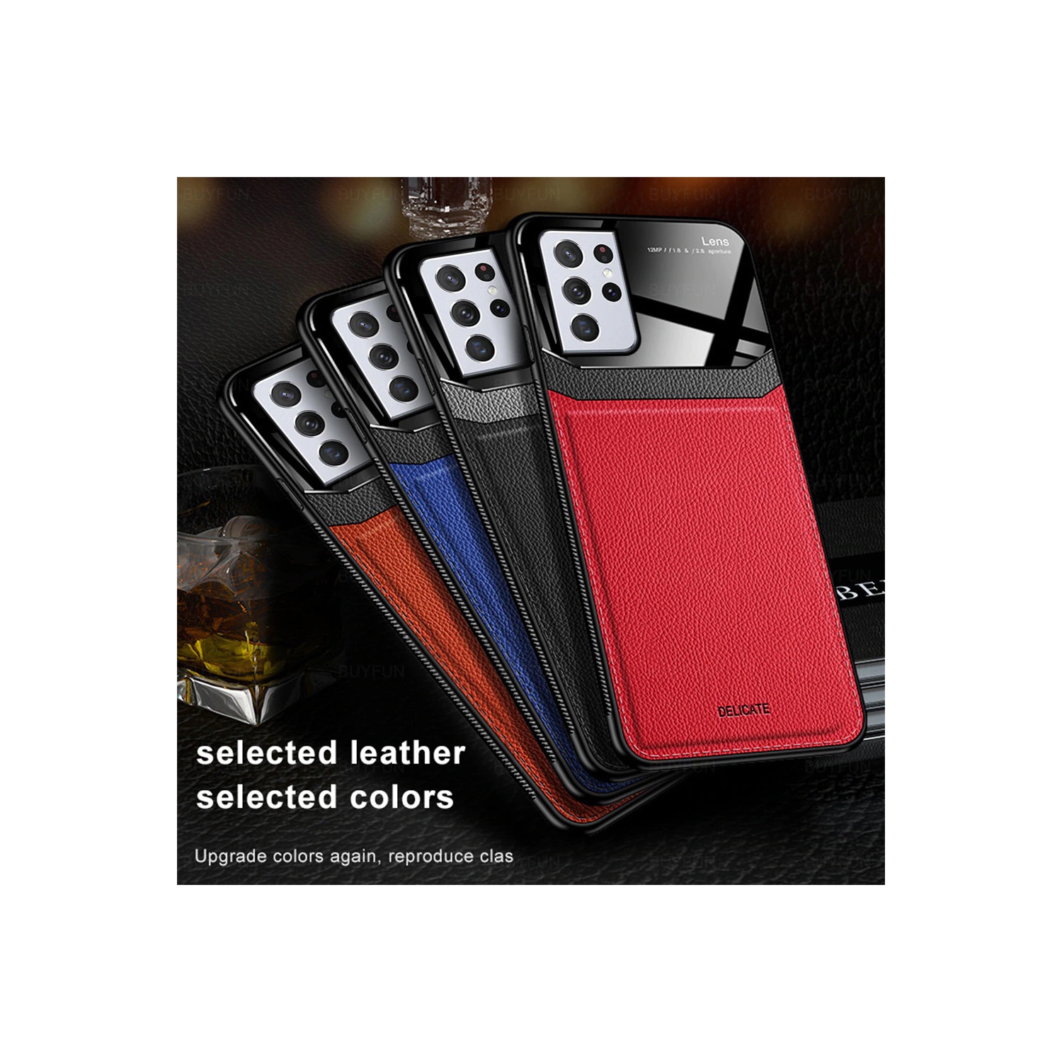 Leather case back cover Protective Cover Phone Case Glass Back Shell For Samsung Galaxy S21 Plus