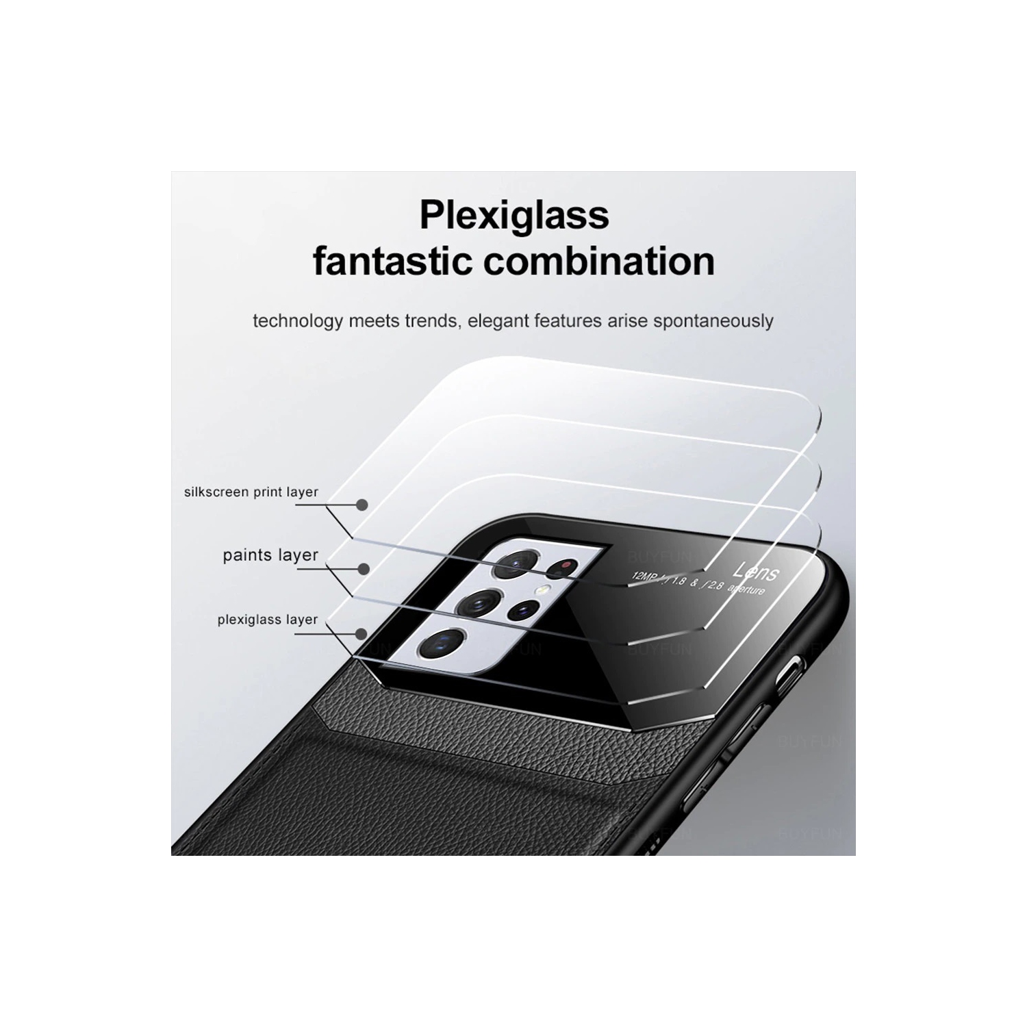 Leather case back cover Protective Cover Phone Case Glass Back Shell For Samsung Galaxy S21 Plus