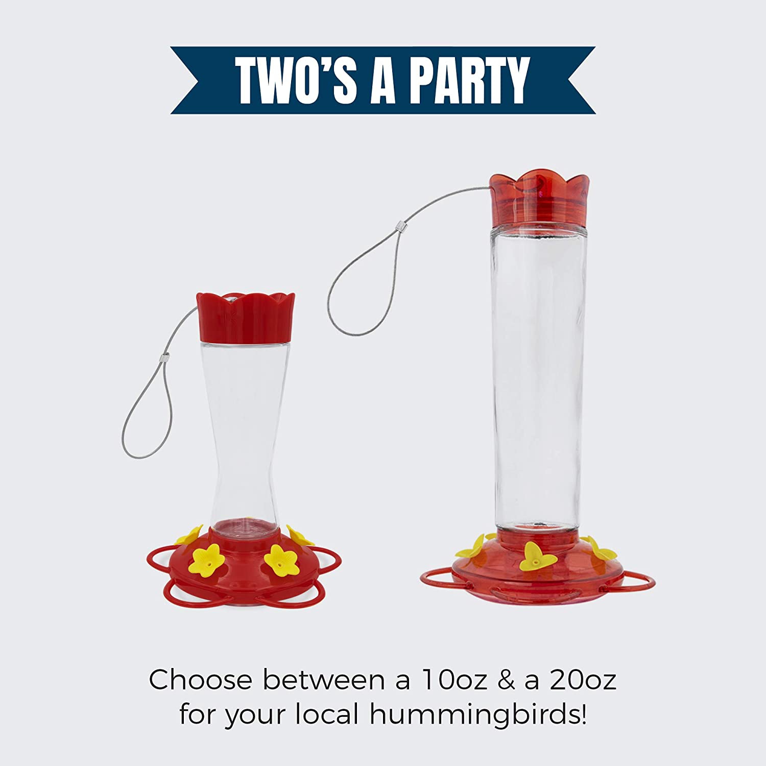 MEKKAPRO Outdoor Hummingbird Feeder Made from Glass Hanging 5 Nectar Feeding Stations Bright Red