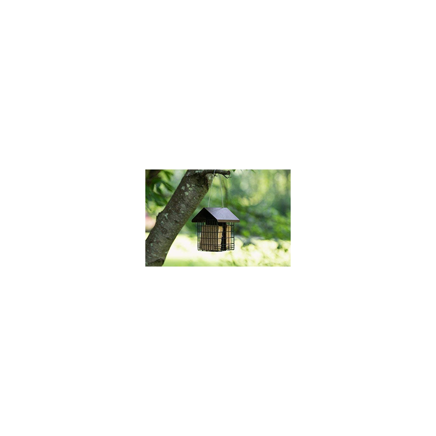 MEKKAPRO Double Suet Wild Bird Feeder with Hanging Metal Roof Two Suet Capacity Bird Feed Recommended