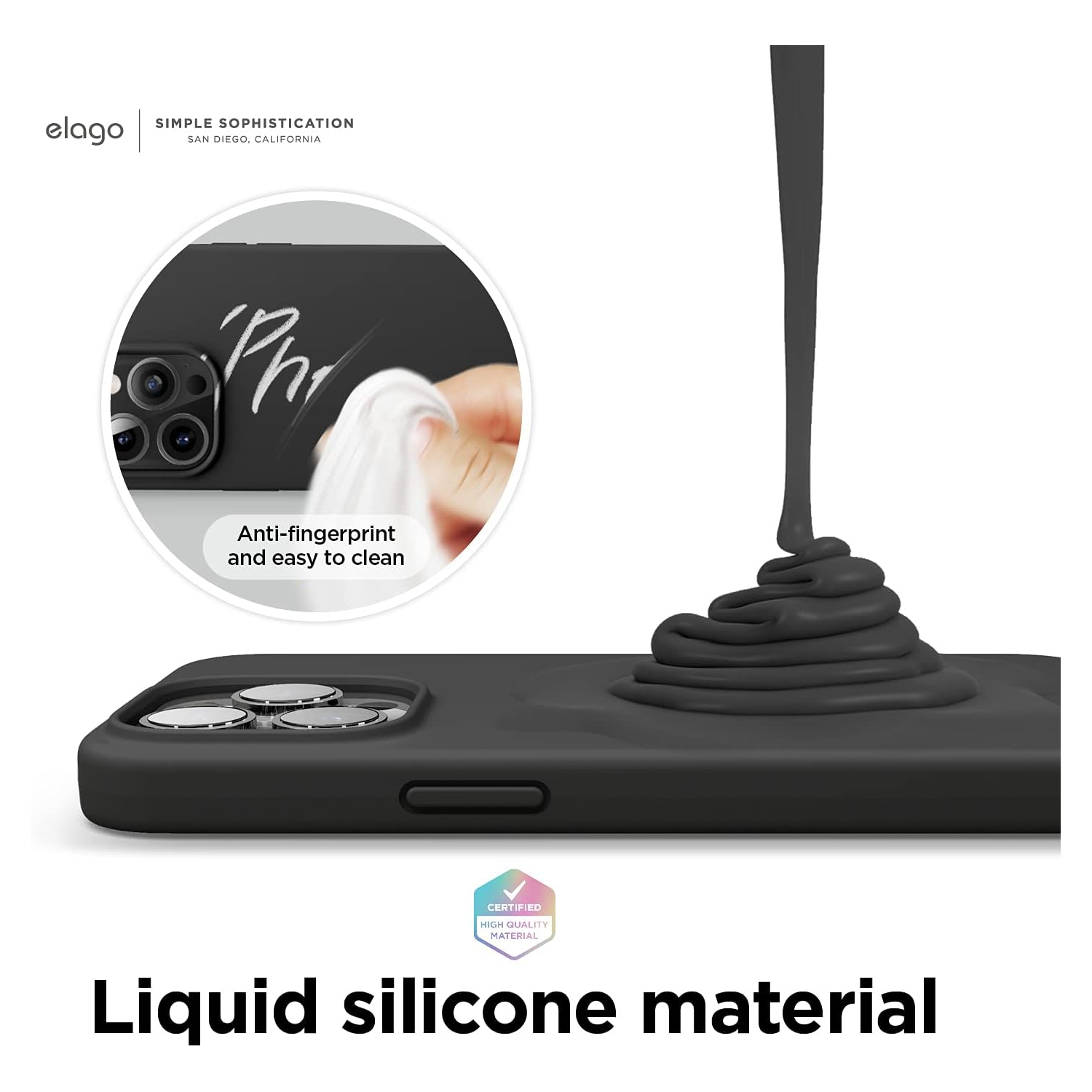 Elago compatible avec l’étui iPhone 13 Pro, étui en silicone liquide, étui protecteur intégral pour appareil photo, antichoc, étui mince, doublure