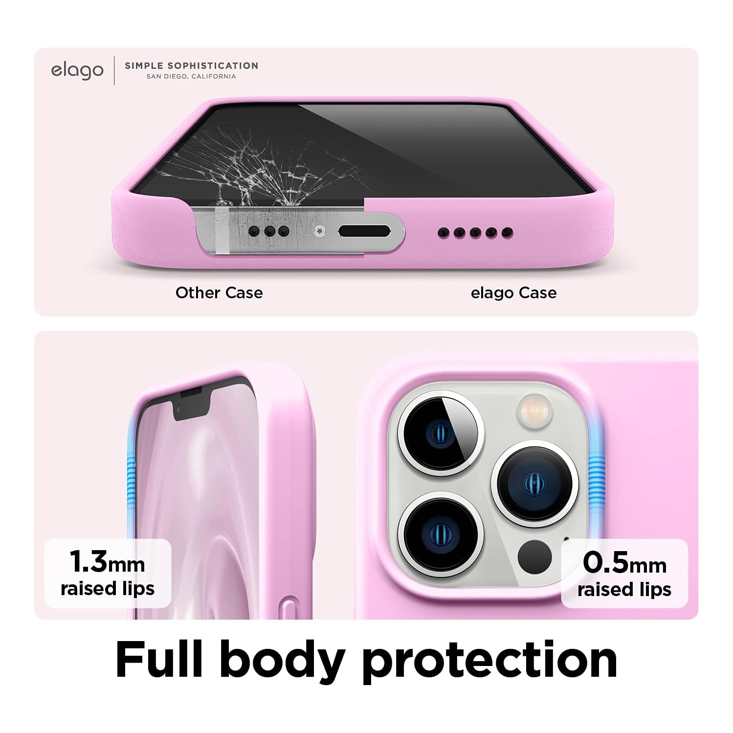elago Compatible with iPhone 13 Pro Case, Liquid Silicone Case, Full Body Screen Camera Cover, Shockproof, Slim Phone Case, Anti-Scratch Soft