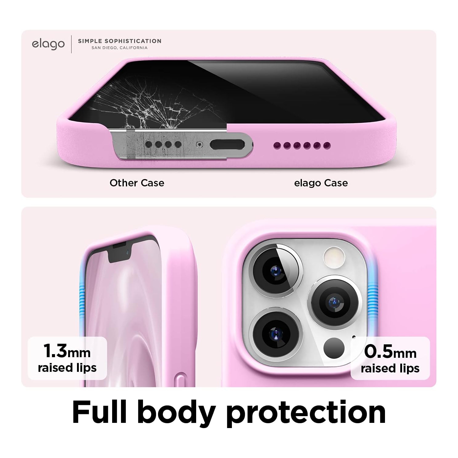 elago Compatible with iPhone 13 Pro Max Case, Liquid Silicone, Full Body Screen Camera Protective Cover, Shockproof, Slim, Anti-Scratch Soft