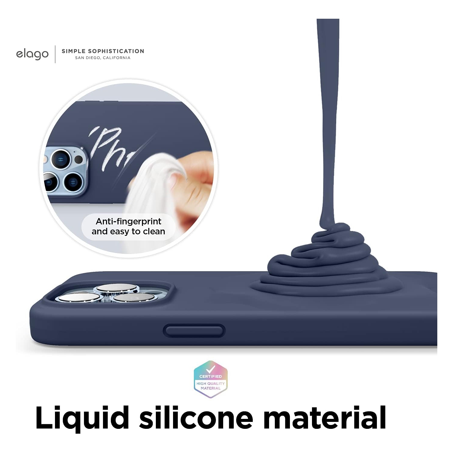 elago Compatible with iPhone 13 Pro Case, Liquid Silicone Case, Full Body Screen Camera Cover, Shockproof, Slim Case, Anti-Scratch Soft Microfiber