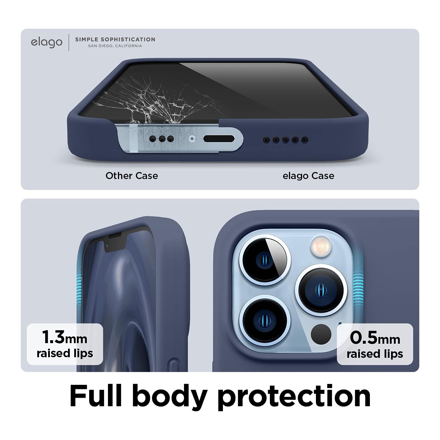 elago Compatible with iPhone 13 Pro Case, Liquid Silicone Case, Full Body Screen Camera Cover, Shockproof, Slim Case, Anti-Scratch Soft Microfiber