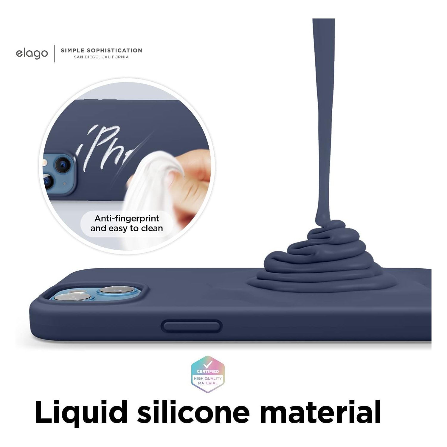 elago Compatible with iPhone 13 Case, Liquid Silicone Case, Full Body Screen Camera Protective Cover, Shockproof, Slim Case, Anti-Scratch Soft