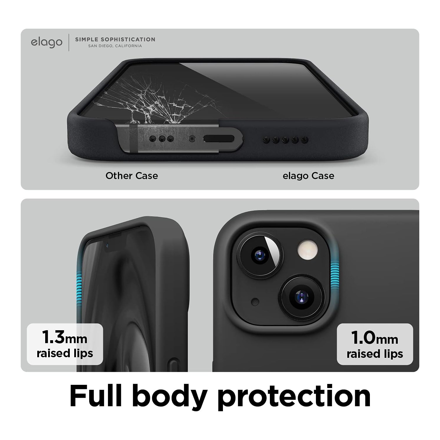 elago Compatible with iPhone 13 Case, Liquid Silicone Case, Full Body Screen Camera Protective Cover, Shockproof, Slim Phone Case, Anti-Scratch Soft