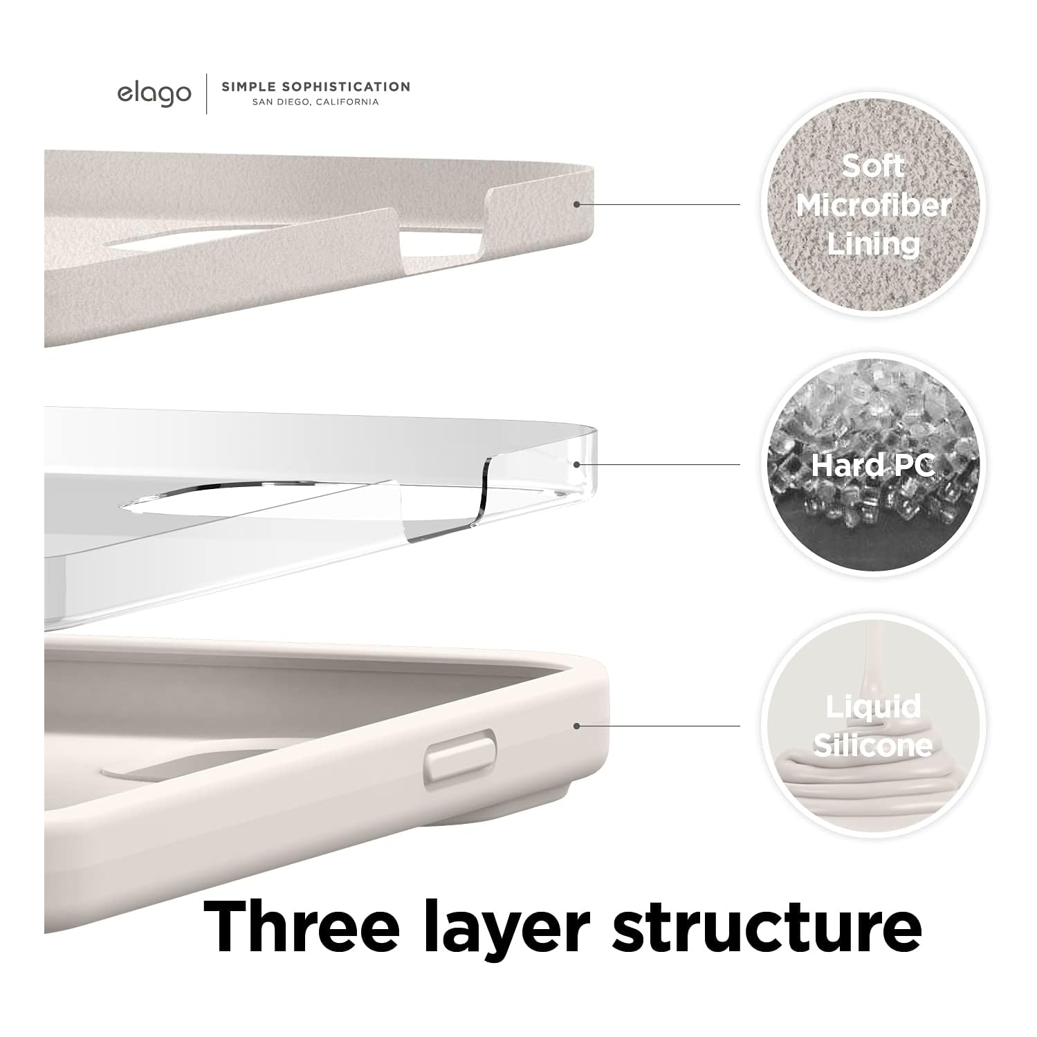 Elago compatible avec l’étui iPhone 13 Pro, étui en silicone liquide, étui protecteur intégral pour appareil photo, antichoc, étui mince, doublure