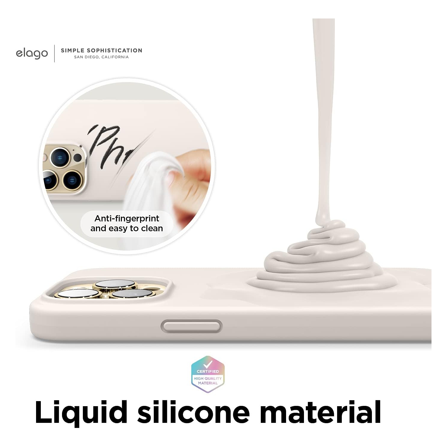 Elago compatible avec l’étui iPhone 13 Pro, étui en silicone liquide, étui protecteur intégral pour appareil photo, antichoc, étui mince, doublure