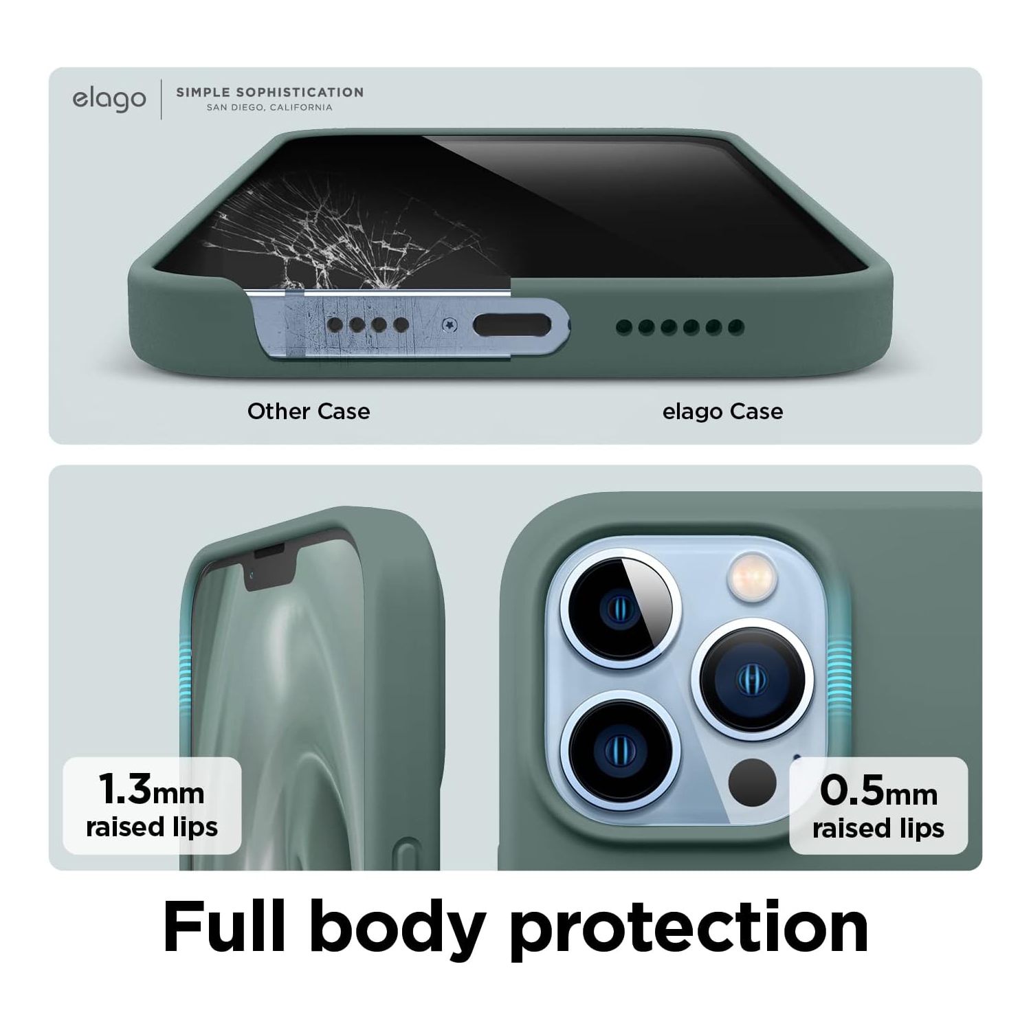 elago Compatible with iPhone 13 Pro Max Case, Liquid Silicone, Full Body Screen Camera Protective Cover, Shockproof, Anti-Scratch Soft Microfiber