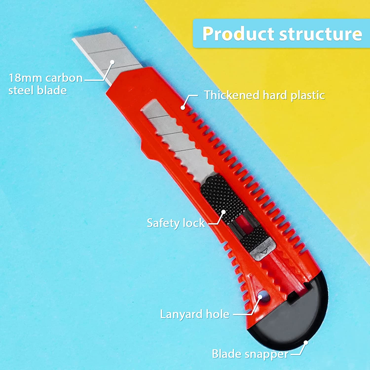 ISTAR 18mm Snap-Off Knife Retractable Utility Knife Box Cutter Knife for Cutting Paper, Carpet, Cardboard