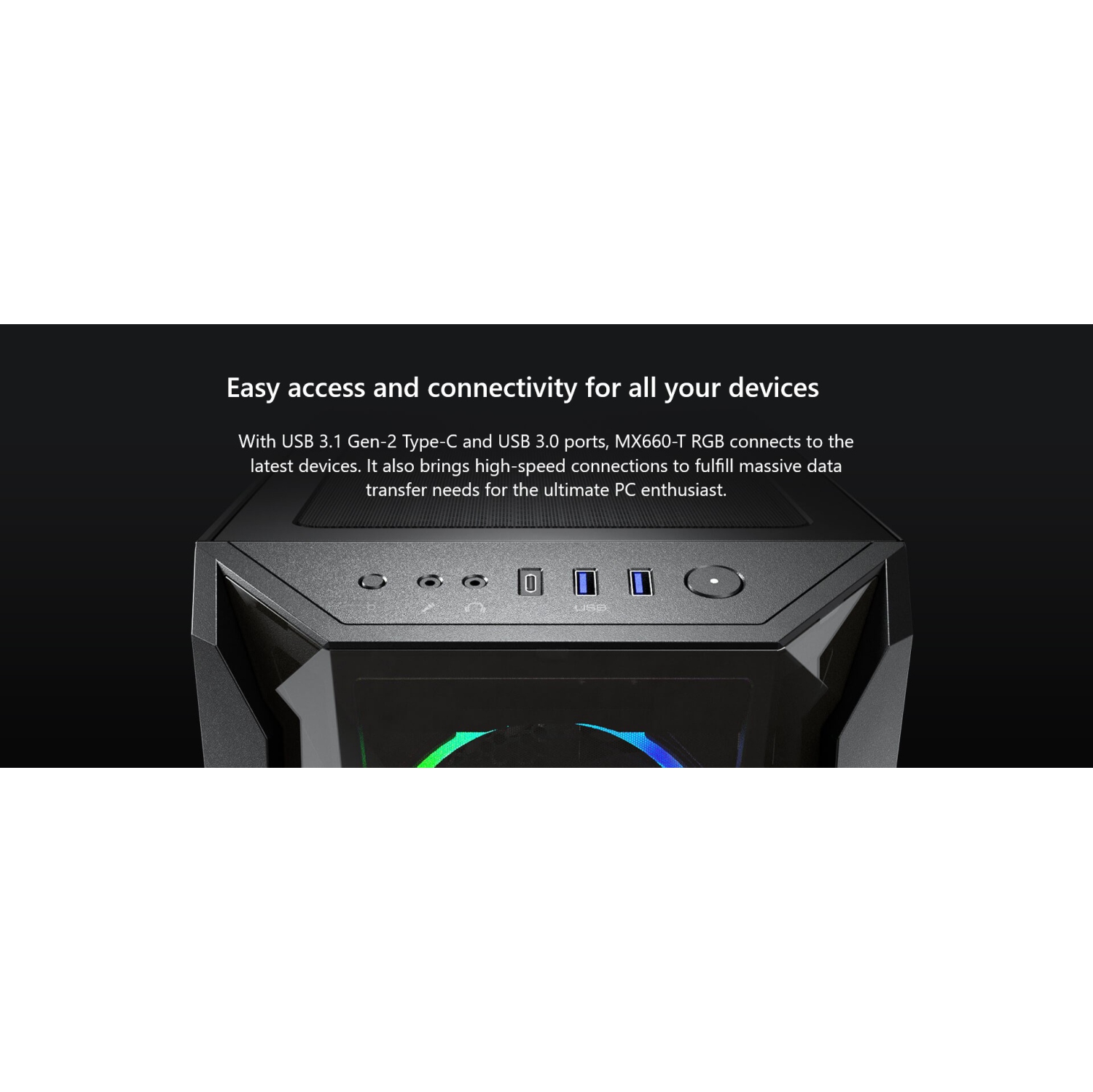 Cougar MX660-T RGB Mid Tower ATX Computer Case, Tempered Glass Side Panel, 3x 120mm ARGB VK120 Fans Pre-Installed, Black