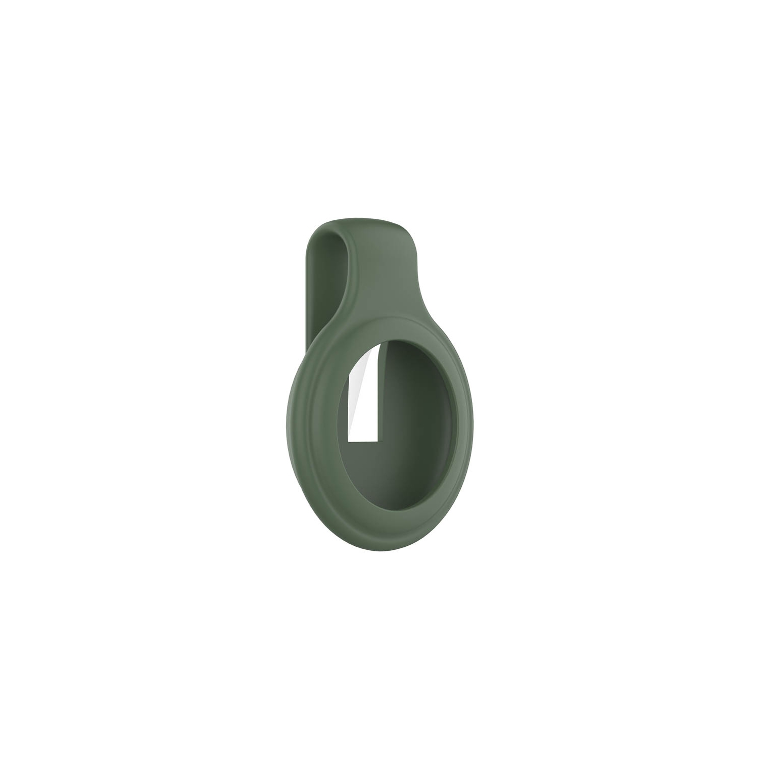 StrapsCo Étui de protection en caoutchouc de silicone avec une pince pour Apple AirTag - Vert Militaire