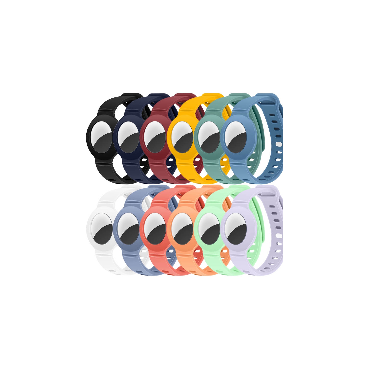 StrapsCo bracelet et étui de protection pour Apple AirTag en caoutchouc de silicone - Noir