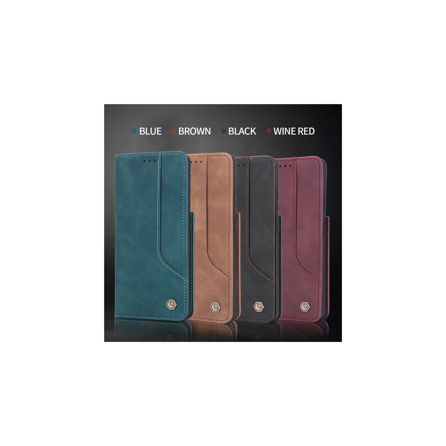 Étui portefeuille pour Samsung Galaxy S20 FE En cuir de qualité supérieure Avec emplacement pour cartes et billets Avec rabat magnétique -Bleu