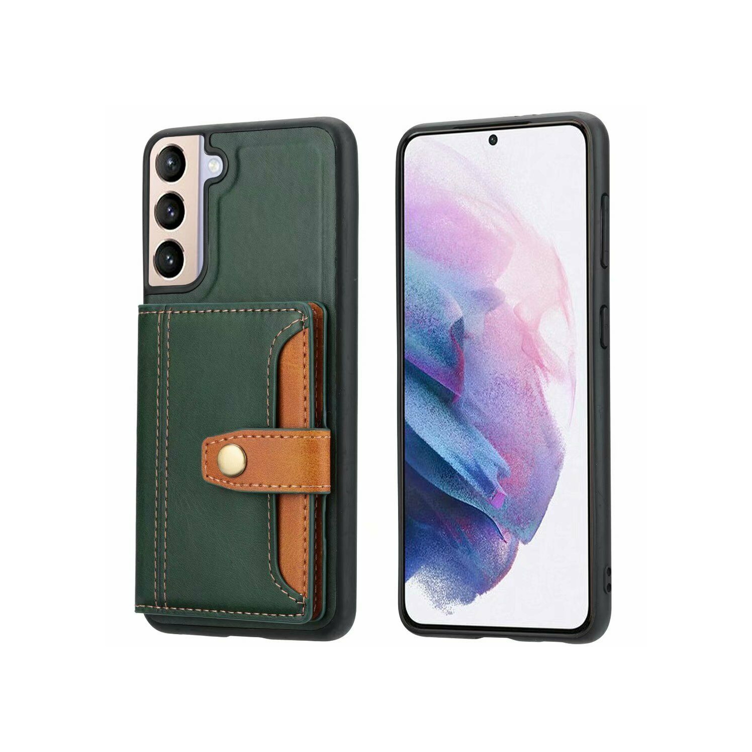 ElinCase Premium Leather Flip Stand Durable Cover Retro Wallet Bag With Credit Cards Holder Stand Protection Phone Cover for Samsung Galaxy S21 PLUS