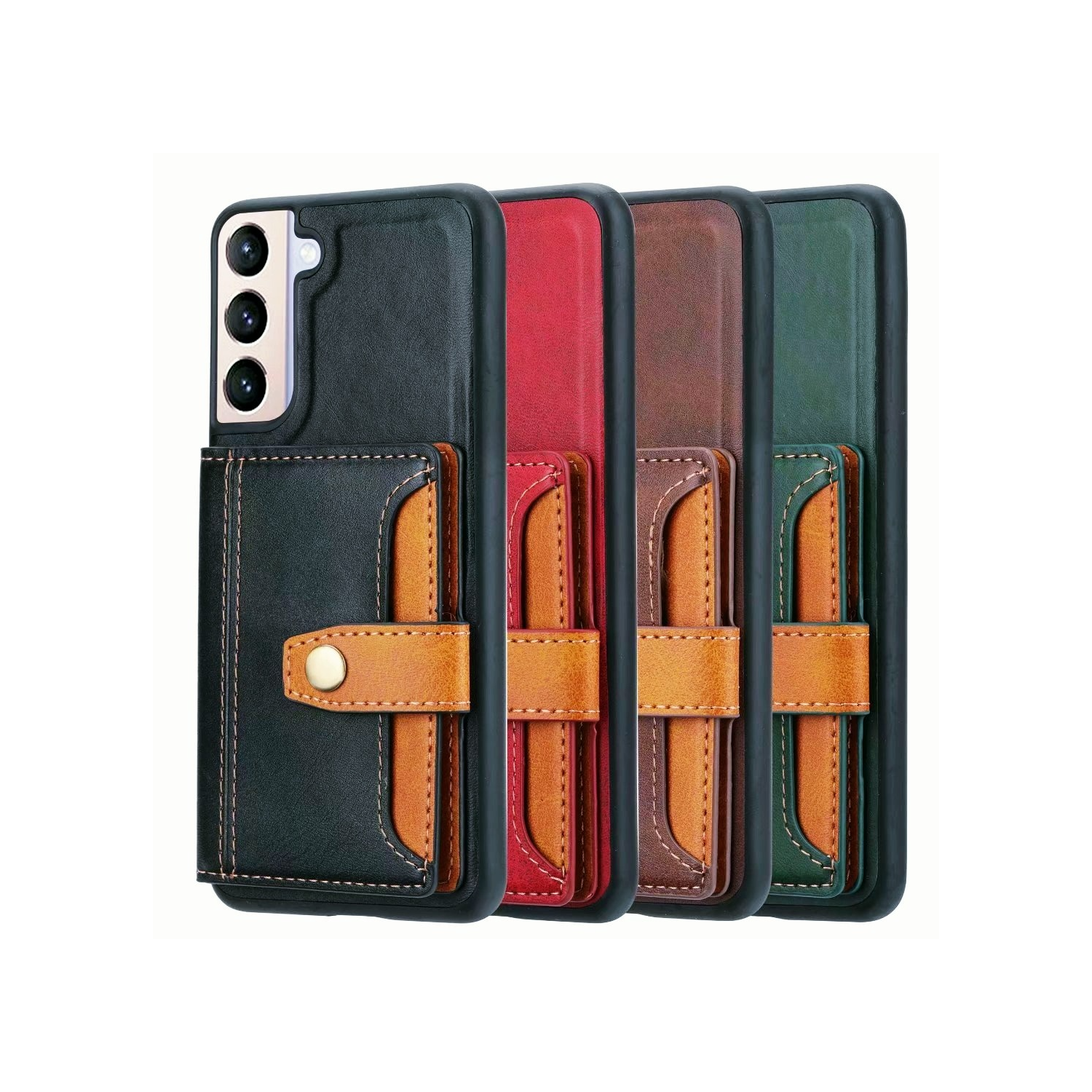 ElinCase Premium Leather Flip Stand Durable Cover Retro Wallet Bag With Credit Cards Holder Stand Protection Phone Cover for Samsung Galaxy S21 PLUS