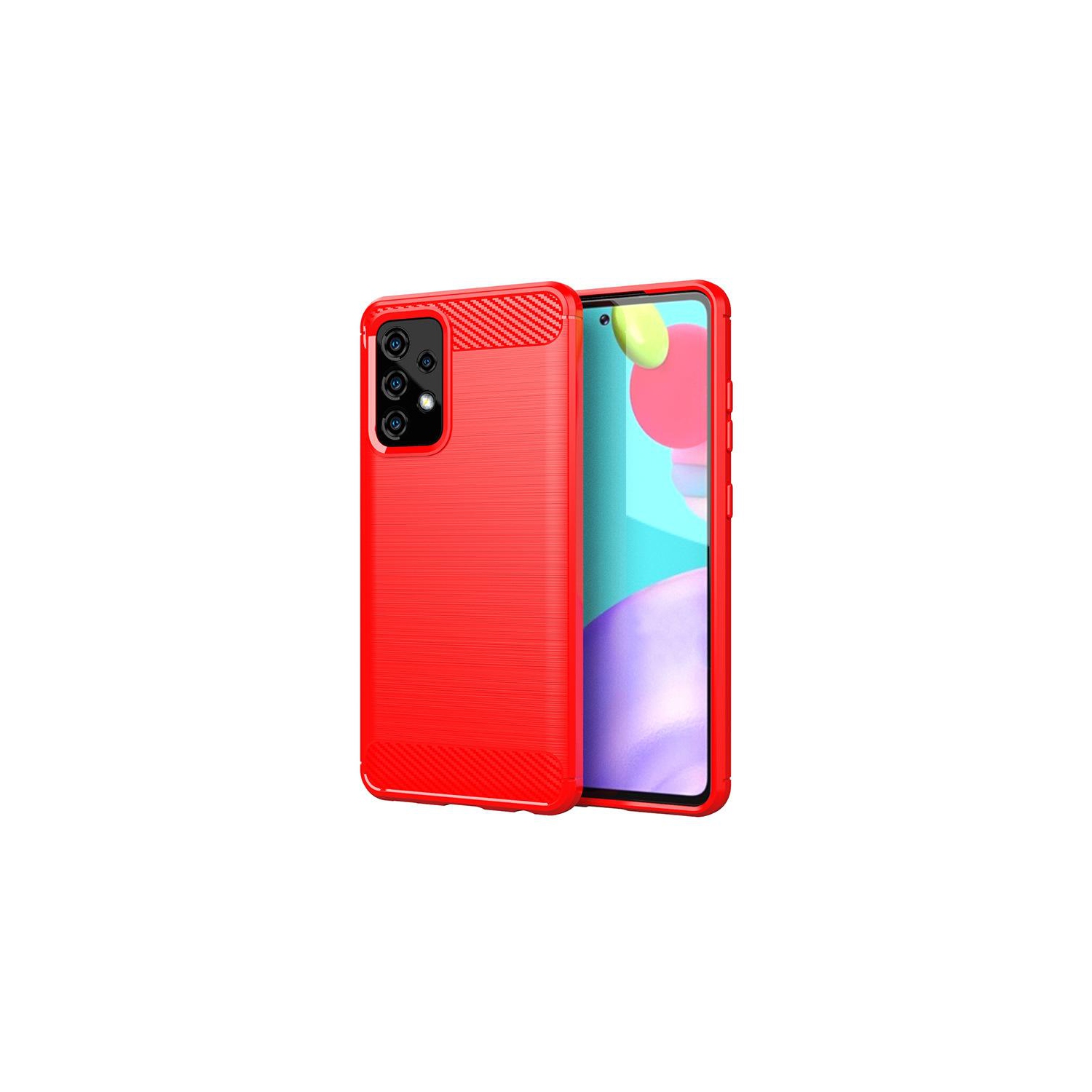 PANDACO Red Brushed Metal Case for Samsung Galaxy A52