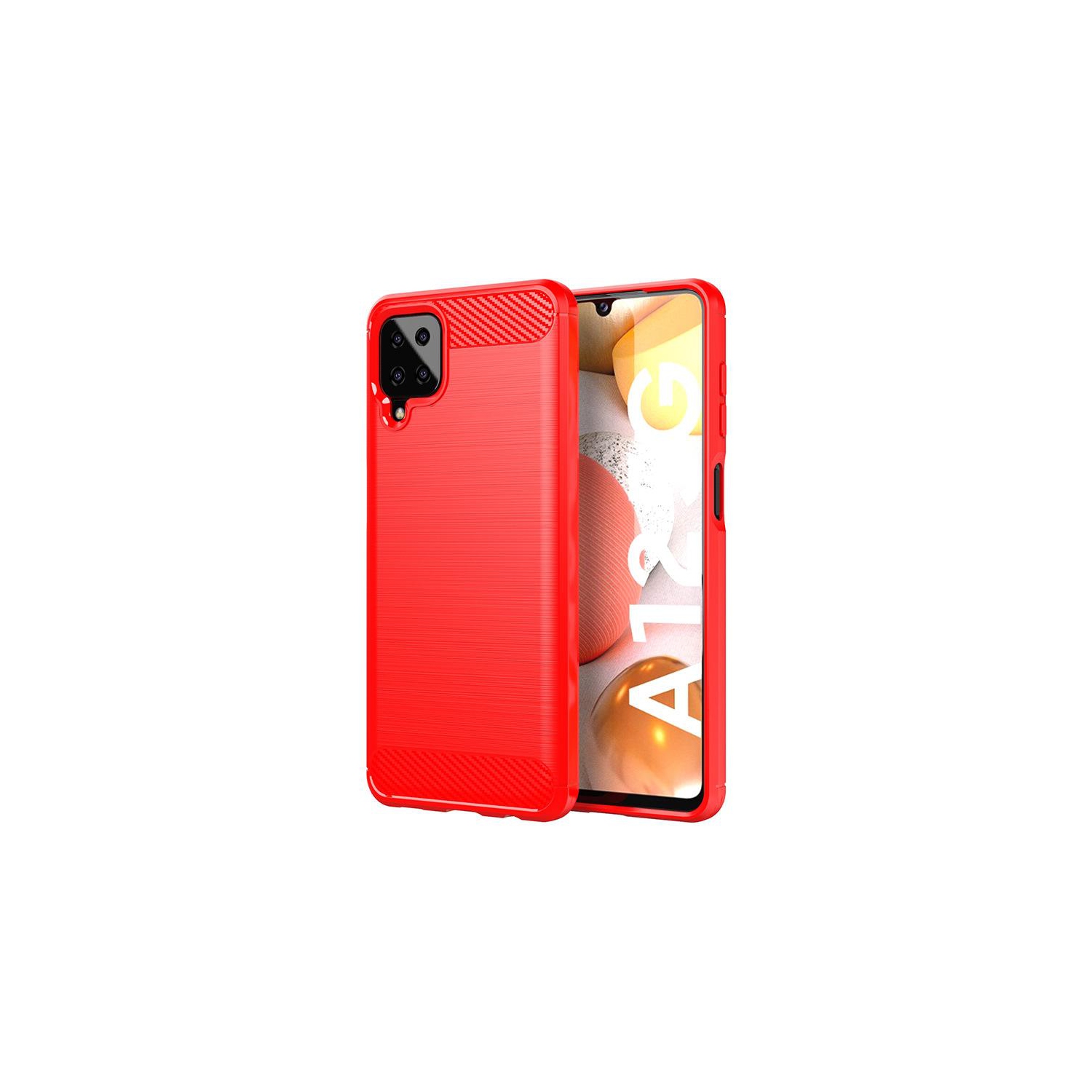 PANDACO Red Brushed Metal Case for Samsung Galaxy A12