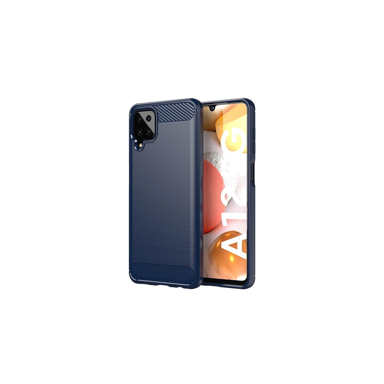 PANDACO Navy Brushed Metal Case for Samsung Galaxy A12