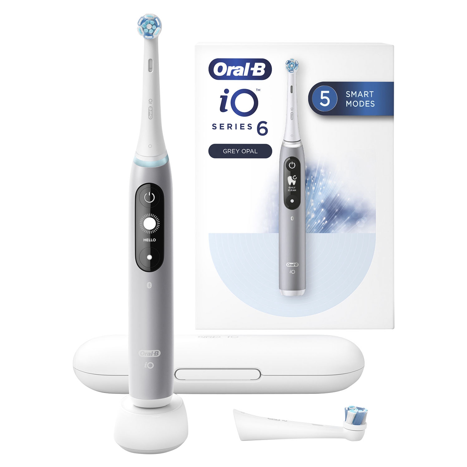 Brosse à dents électrique IO de série 6 d’Oral-B avec tête de brosse de rechange - Gris
