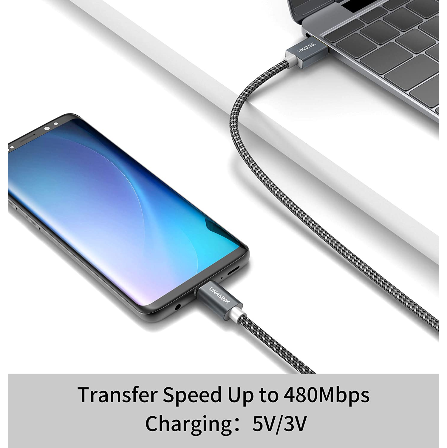 USB C Cable [6.6Feet+6.6Feet+1Feet] 3A Fast Charging, USB A Male to USB C Male Cable Compatible with Samsung Galaxy S8 S9 S10 S20 Plus A51 A11,Note 8