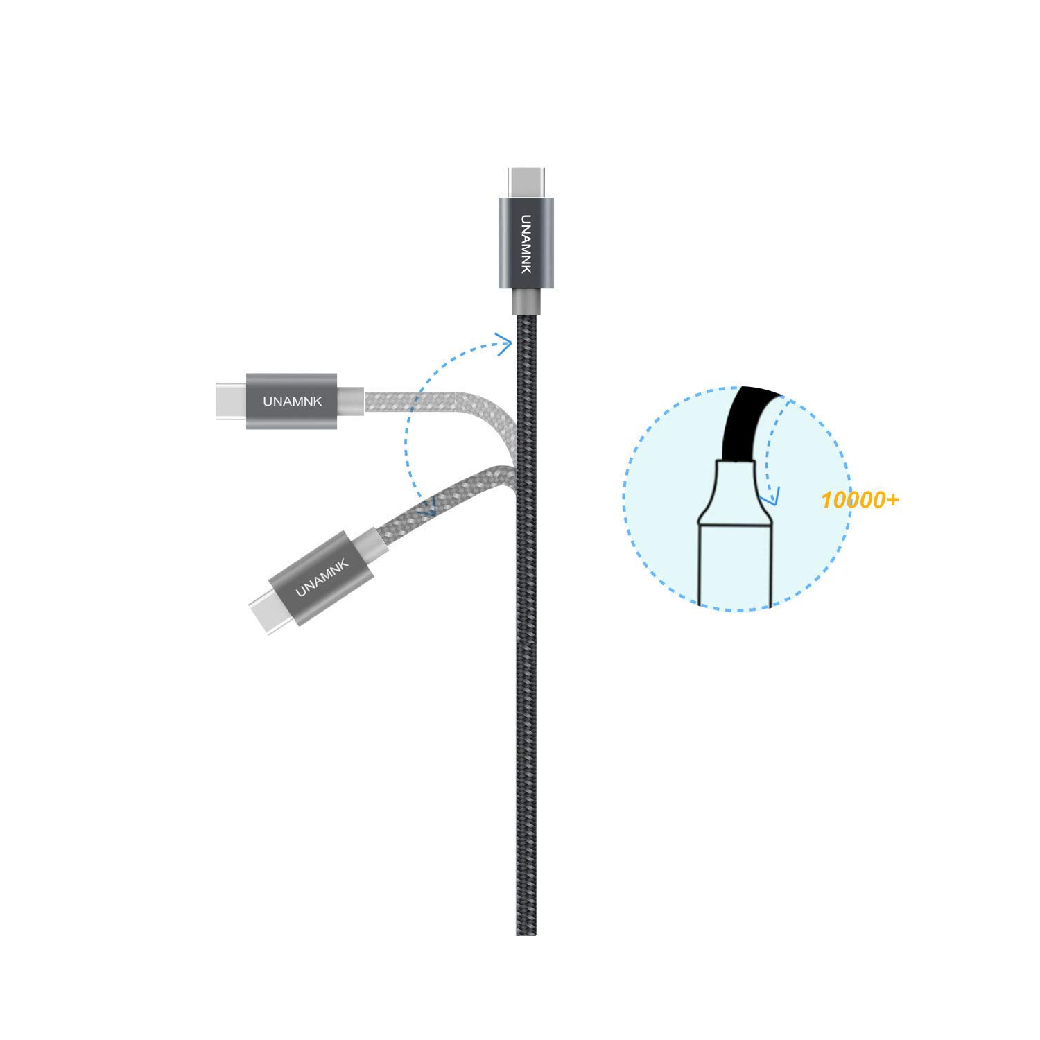 USB C Cable [6.6Feet+6.6Feet+1Feet] 3A Fast Charging, USB A Male to USB C Male Cable Compatible with Samsung Galaxy S8 S9 S10 S20 Plus A51 A11,Note 8