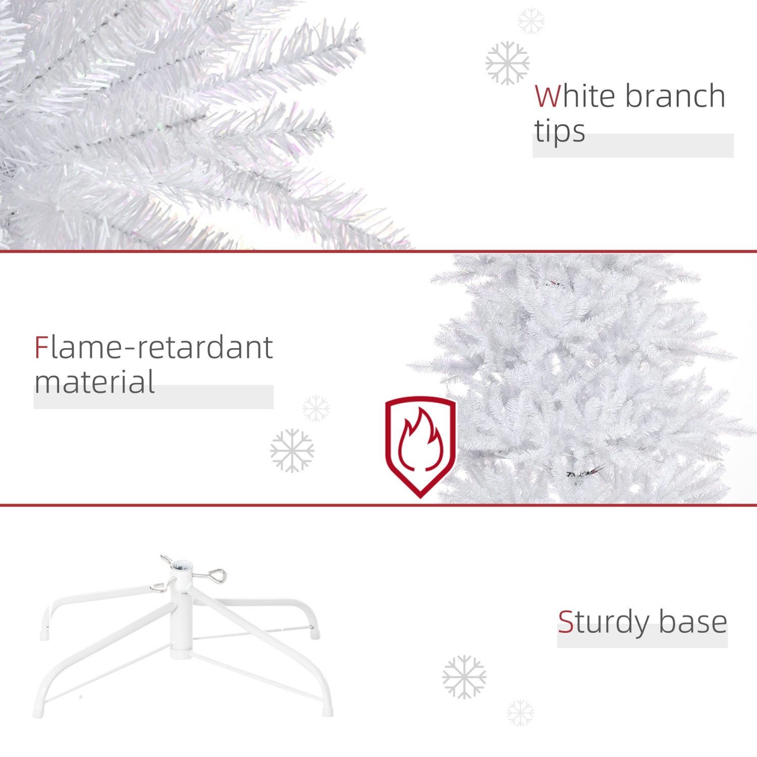 HOMCOM 7FT Artificial Christmas Tree, Holiday Xmas Tree with Foldable Feet and 1823 Branch Tips, Home Indoor Holiday Decoration, White