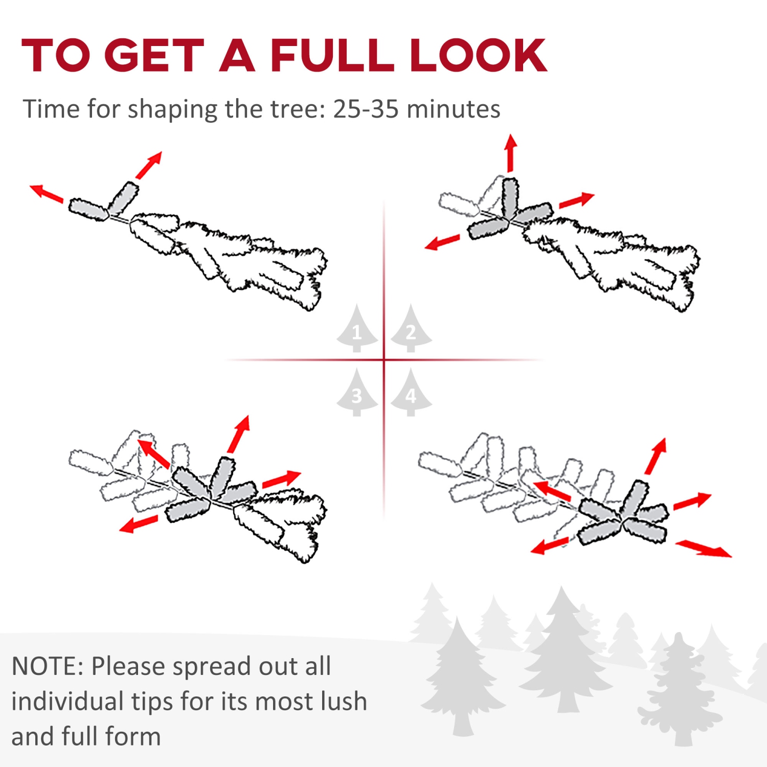 HOMCOM – Arbre de Noël artificiel illuminé de 7,5 pi avec 450 lumière LED blanc chaud, 1146 pointes de branches, 8 modes, décoration de Noël maison