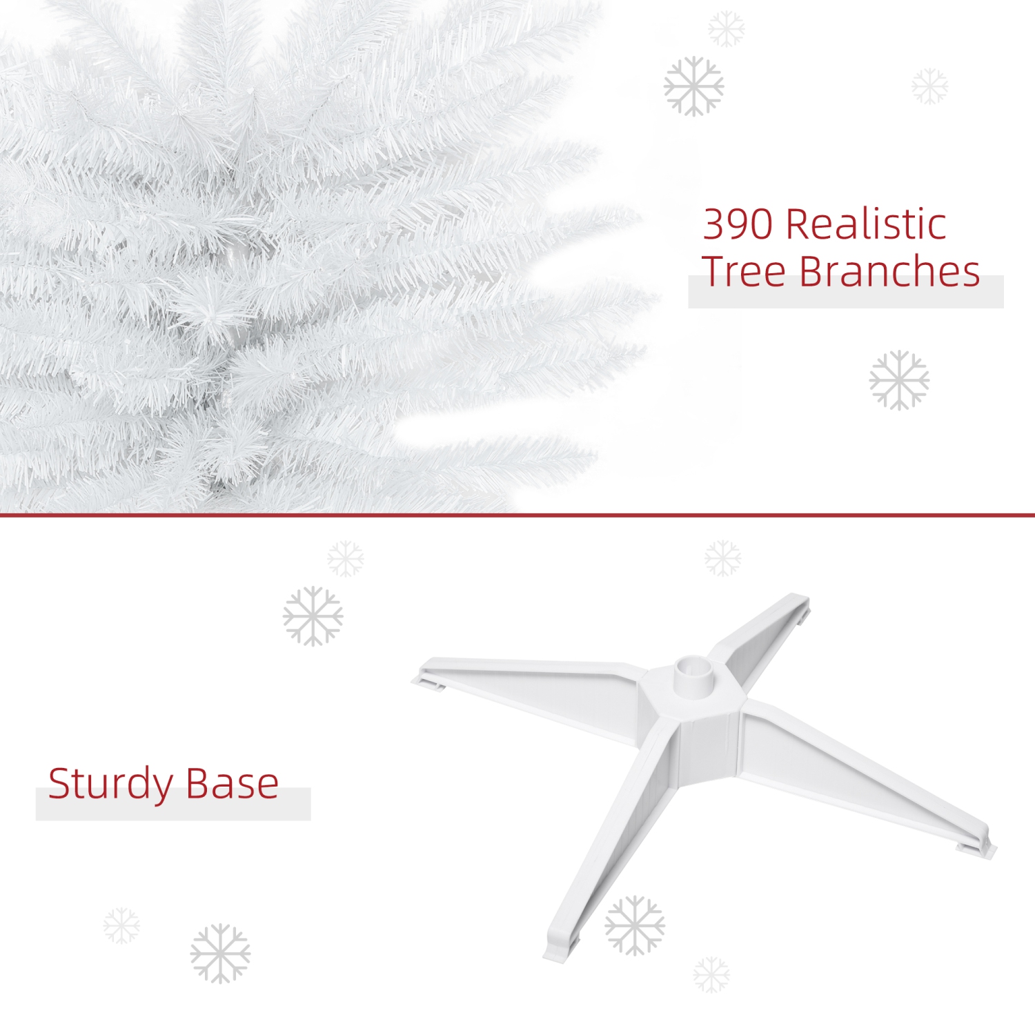 HOMCOM – Arbre de Noël en forme de crayon de 6 pi, arbre de Noël artificiel mince avec branches réalistes, support en métal, blanc