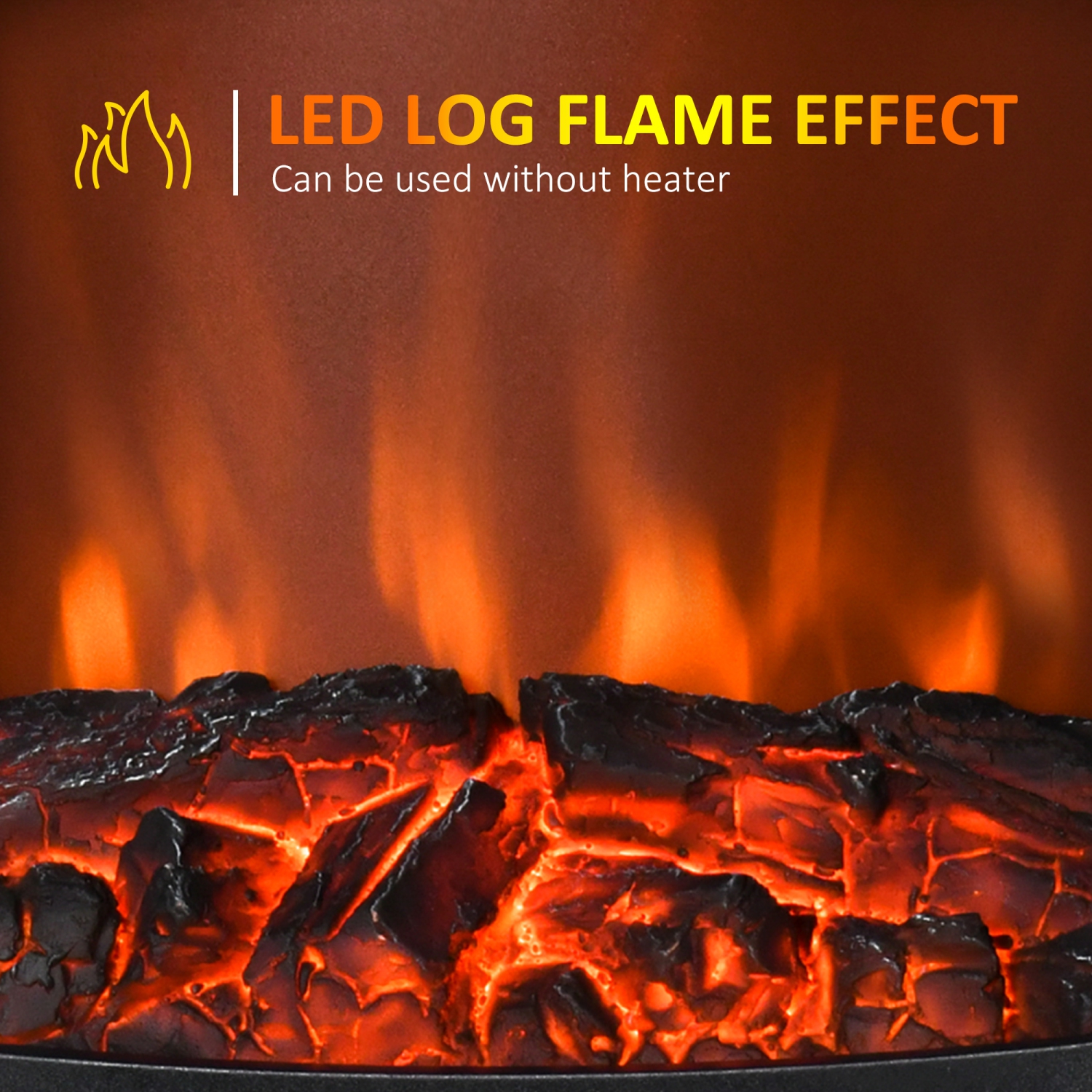 HOMCOM Electric Fireplace Heater, Freestanding Fireplace Stove with Realistic Adjustable Flame Effect and Adjustable Temperature, Overheating Safety