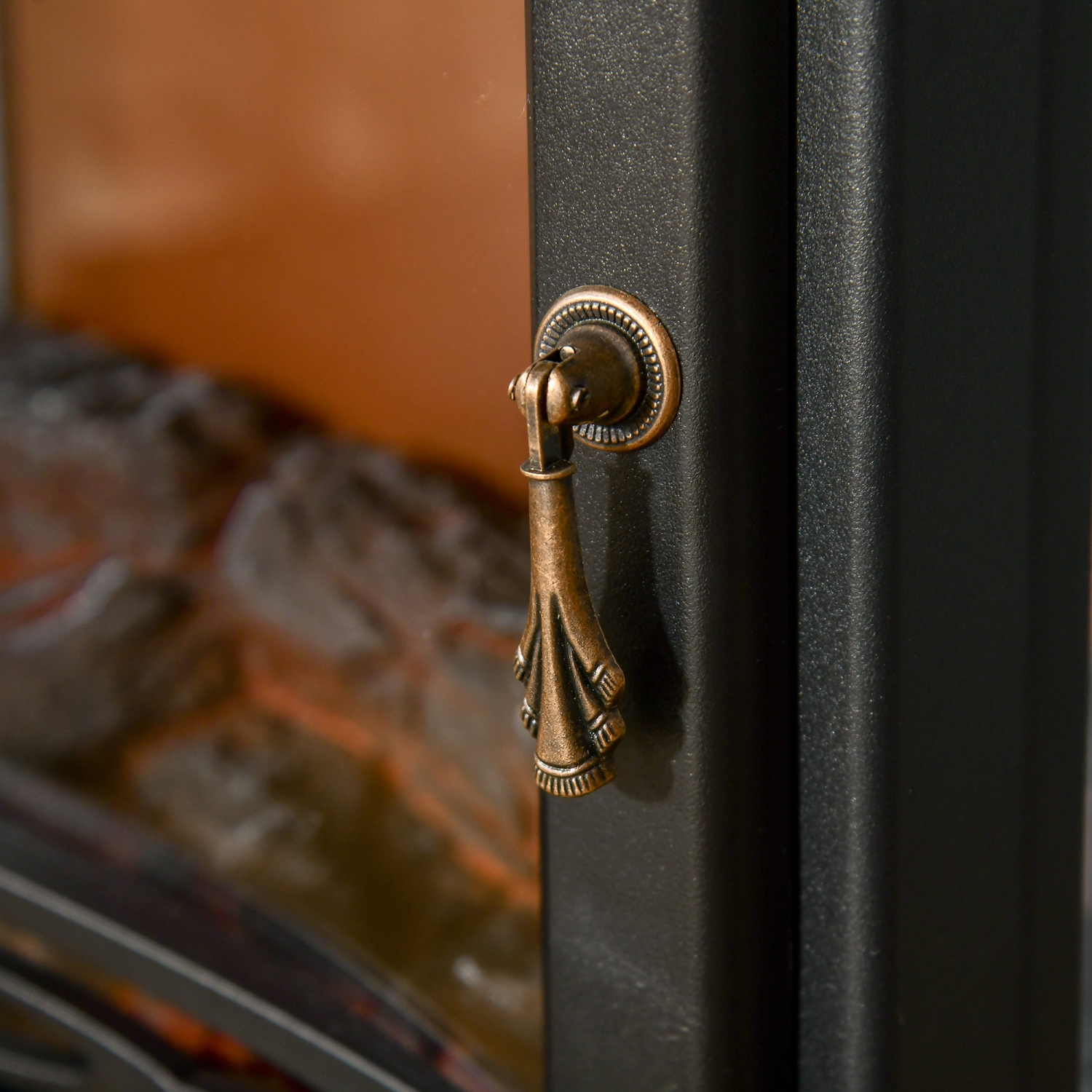 HOMCOM Electric Fireplace Heater, Freestanding Fireplace Stove with Realistic Adjustable Flame Effect and Adjustable Temperature, Overheating Safety