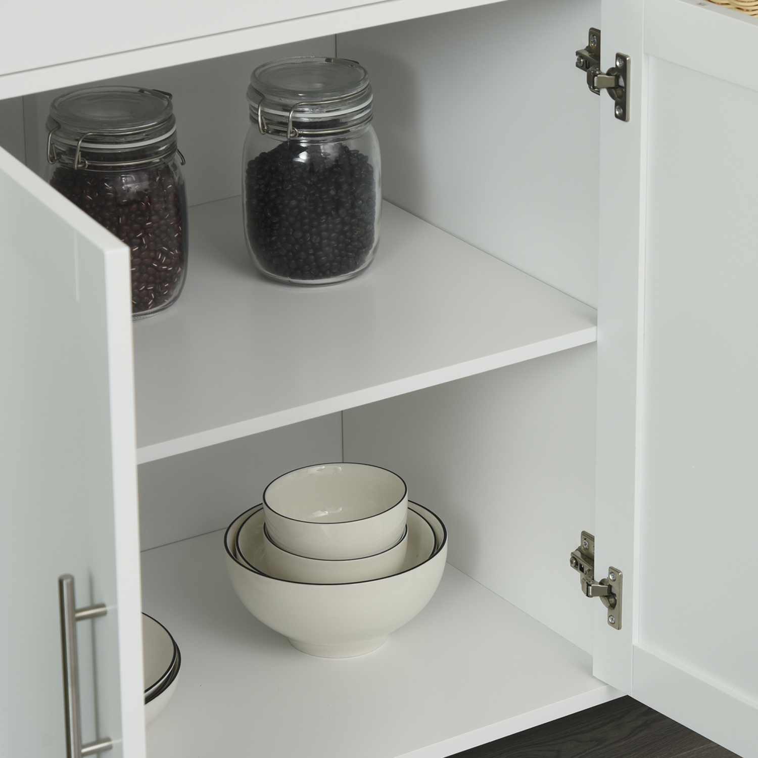 HOMCOM Wooden Rolling Kitchen Island on 360° Swivel Wheels Dining Cart with Drawer, Towel Rack for Kitchen, White