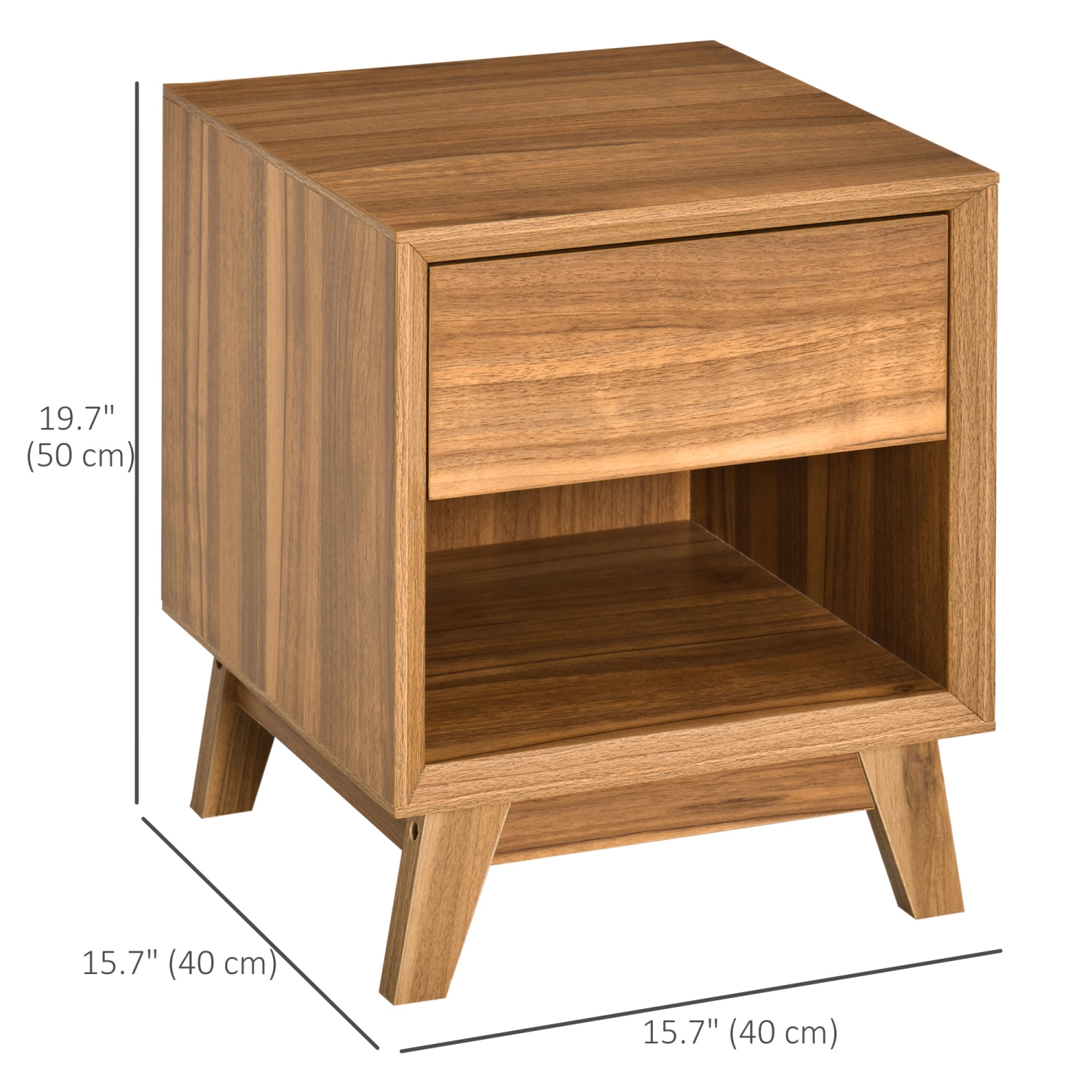 HOMCOM – Table de chevet pour chambre à coucher, table de chevet avec tiroir et tablette, table d'appoint moderne, brun noyer