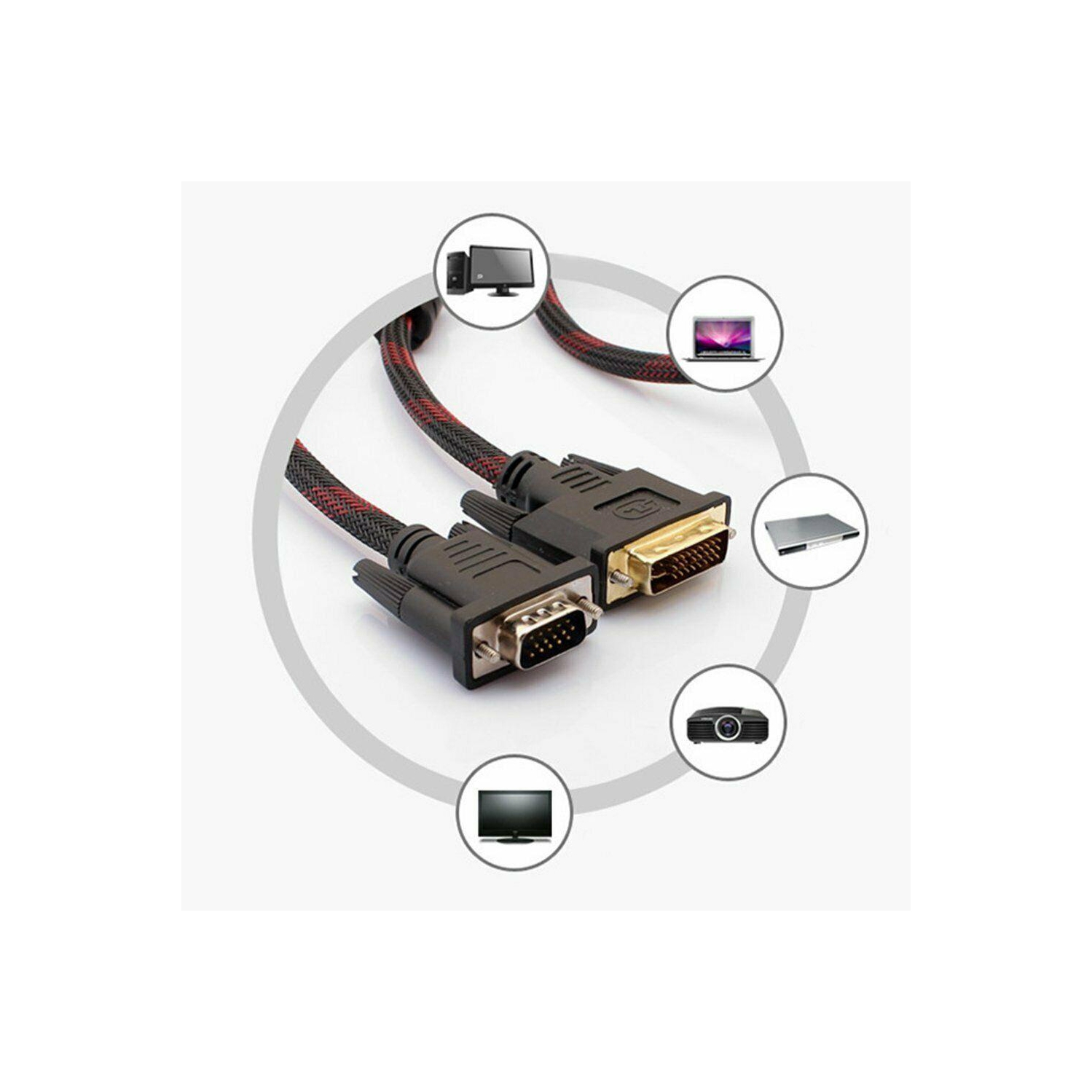 Câble DVI à VGA 24 + 5 adaptateur mâle à mâle pour PC TV