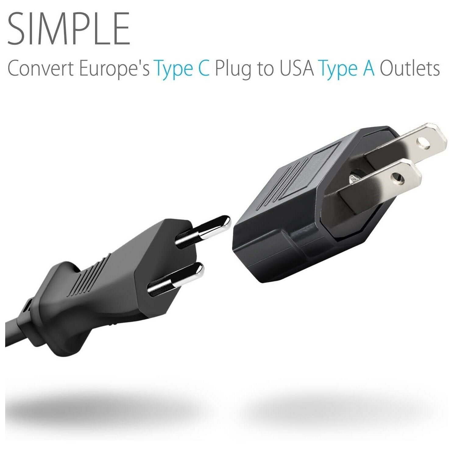 Adaptateur de voyage de type C eu vers É.-U. et Canada Adaptateur d’alimentation universel