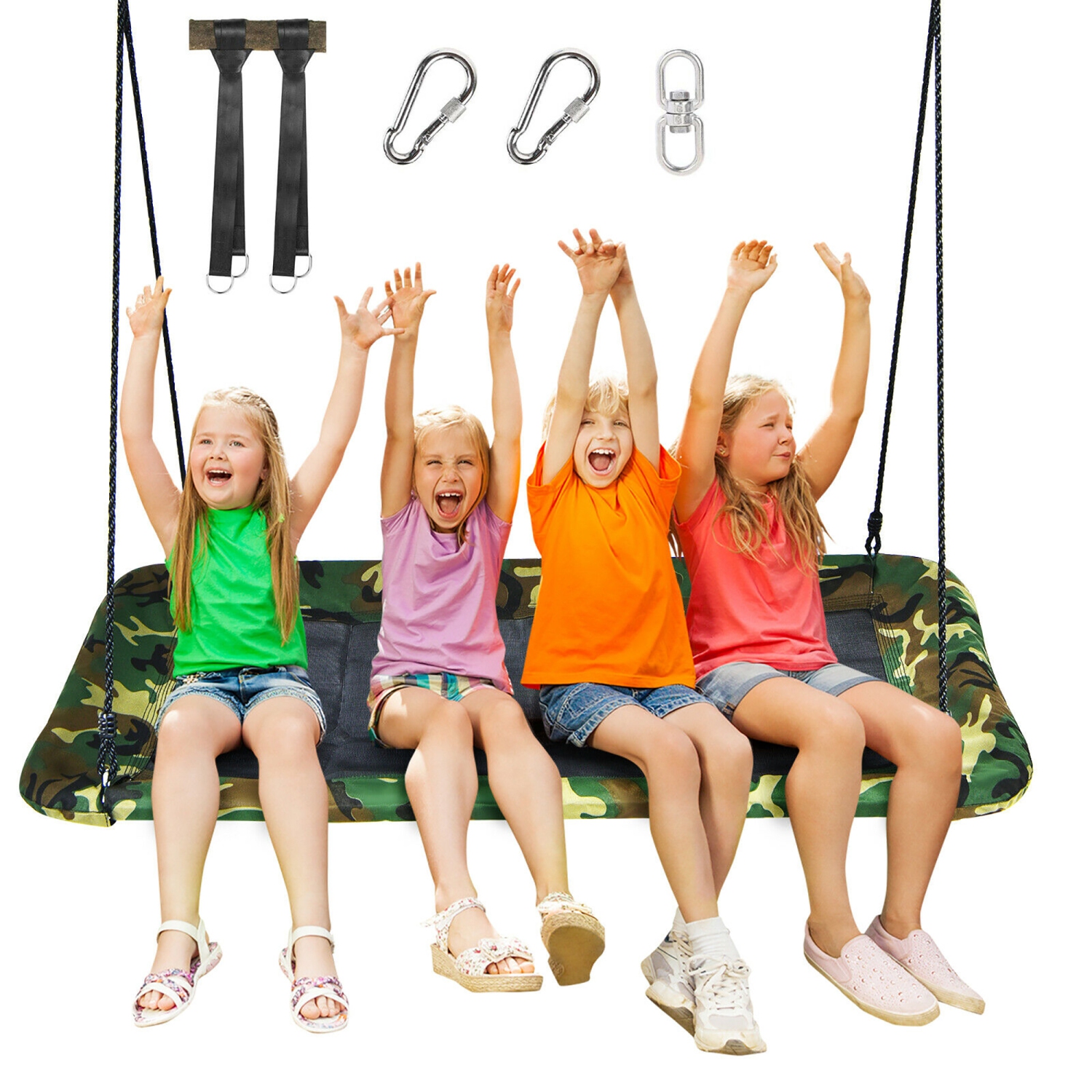 Goplus 700lb Giant 60'' Platform Tree Swing Outdoor w/ 2 Hanging Straps