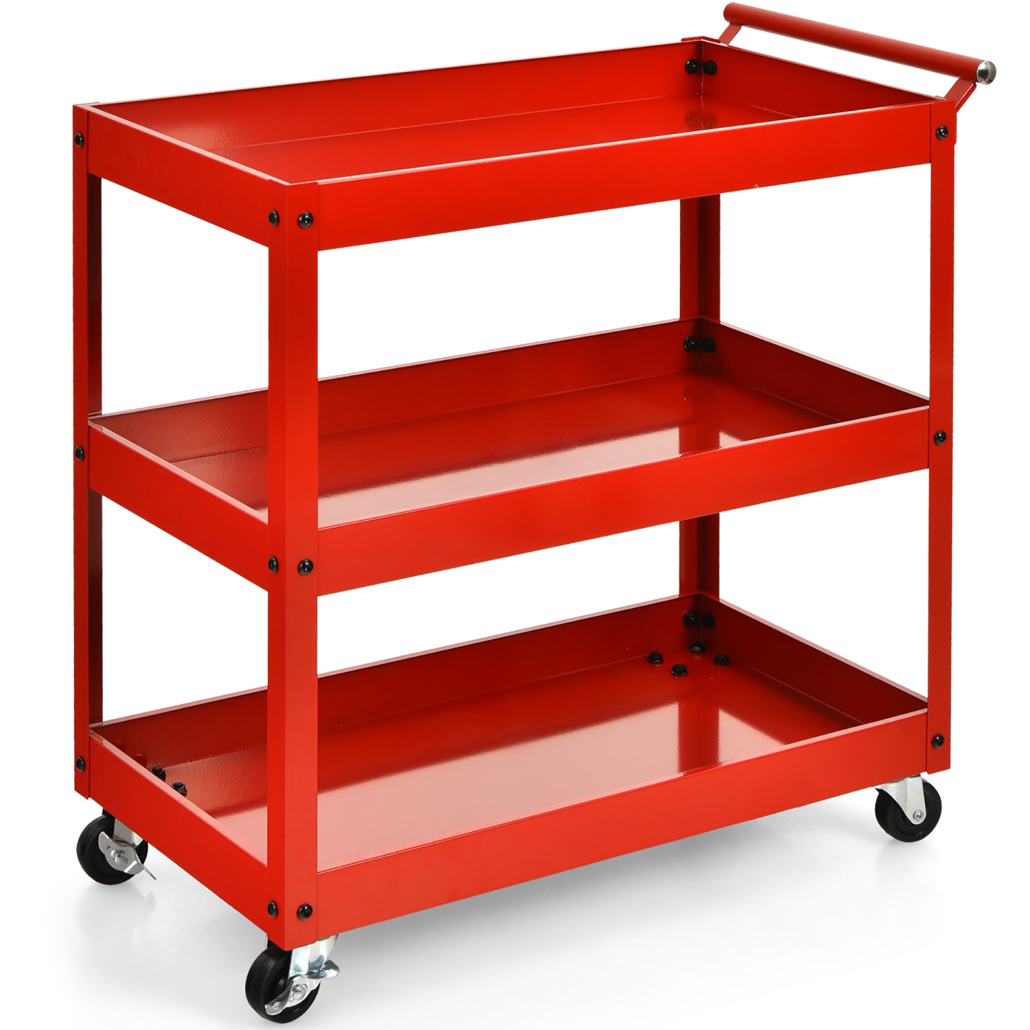 Costway 3-Tier Utility Cart Metal Mental Storage Service Trolley 330lbs Capacity