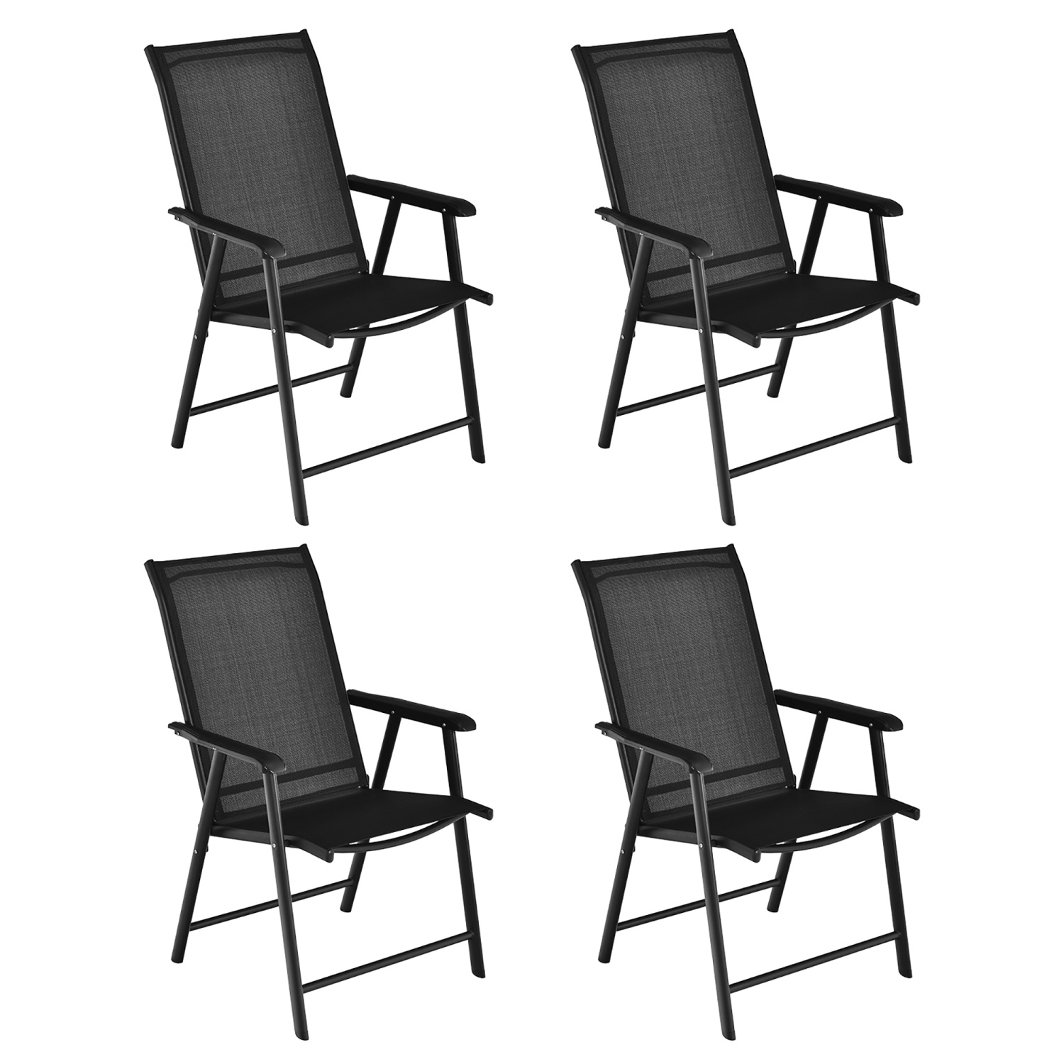 Costway 4PCS Patio Folding Dining Chairs Portable Camping Armrest Garden Black