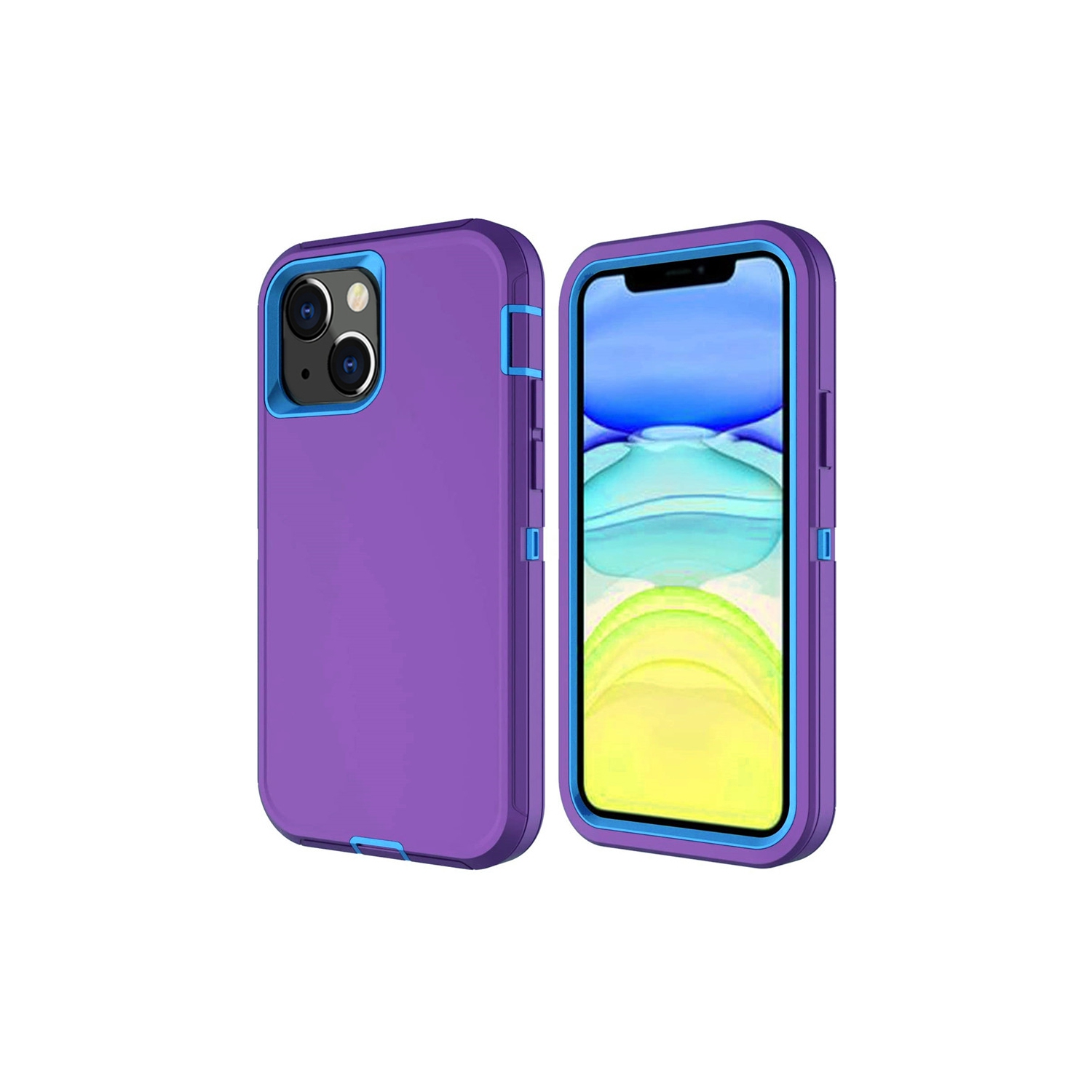 【CSmart】 Anti-Drop Triple 3 Layers Shockproof Heavy Duty Defender Hard Case for iPhone 13 Mini, Purple