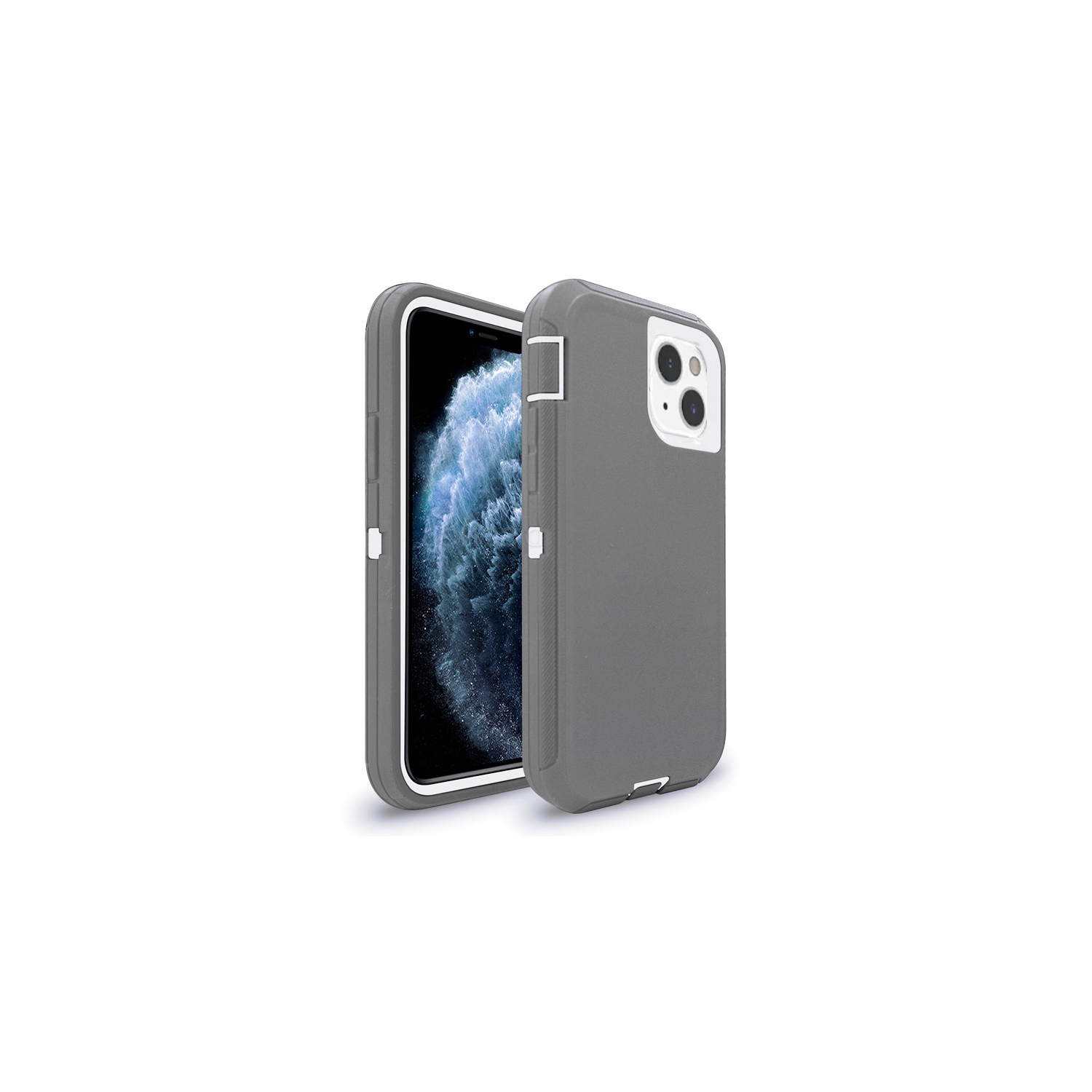 【CSmart】 Étui Coque rigide anti-chute triple 3 couches antichoc robuste Defender pour iPhone 13, gris
