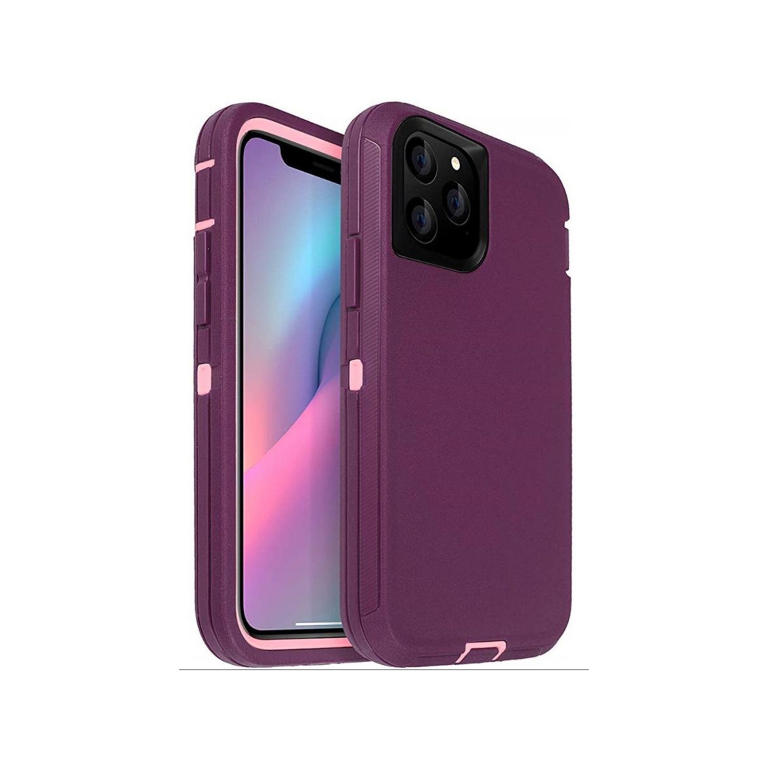 【CSmart】 Anti-Drop Triple 3 Layers Shockproof Heavy Duty Defender Hard Case for iPhone 13 Pro Max, Pink Rose